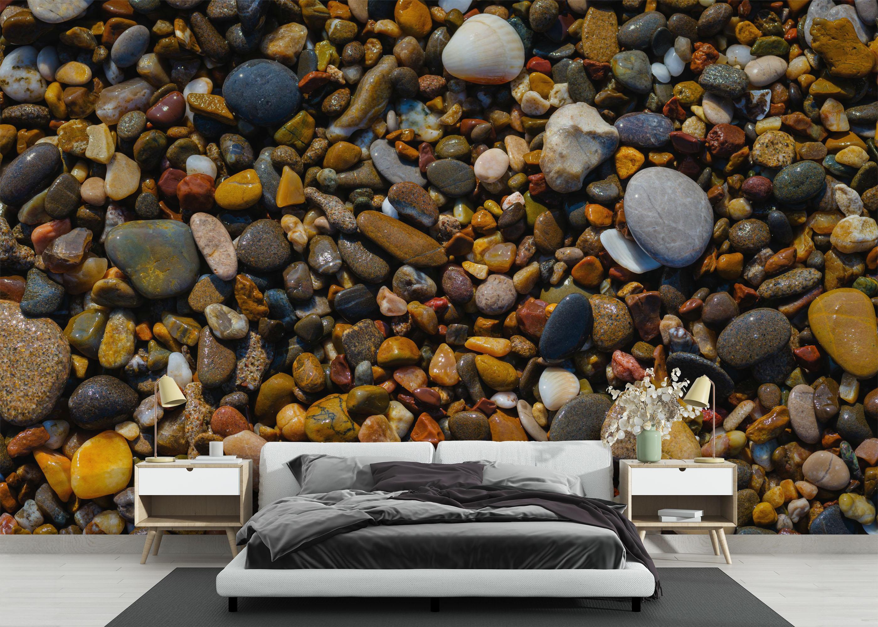 Fototapet Colored Pebbles Beach mockup 3