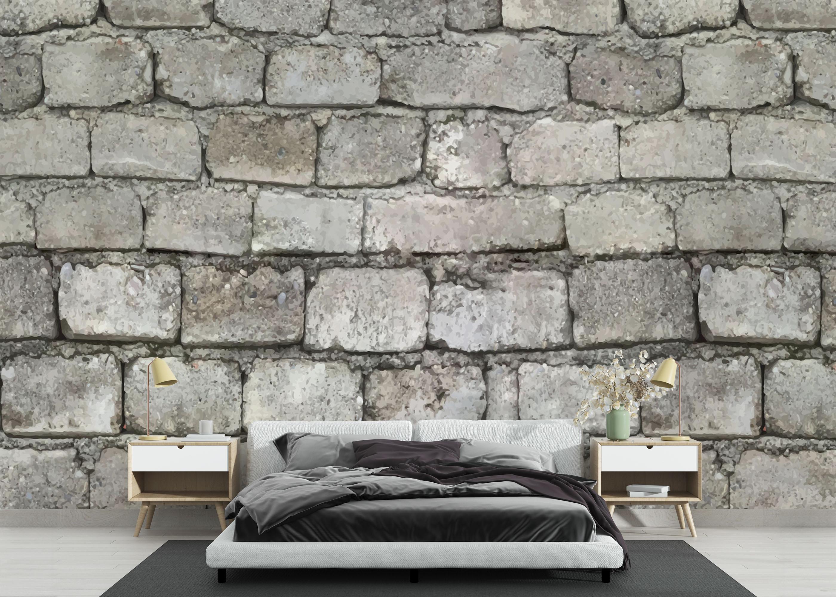 Fototapet Realistic Stone Brick mockup 3