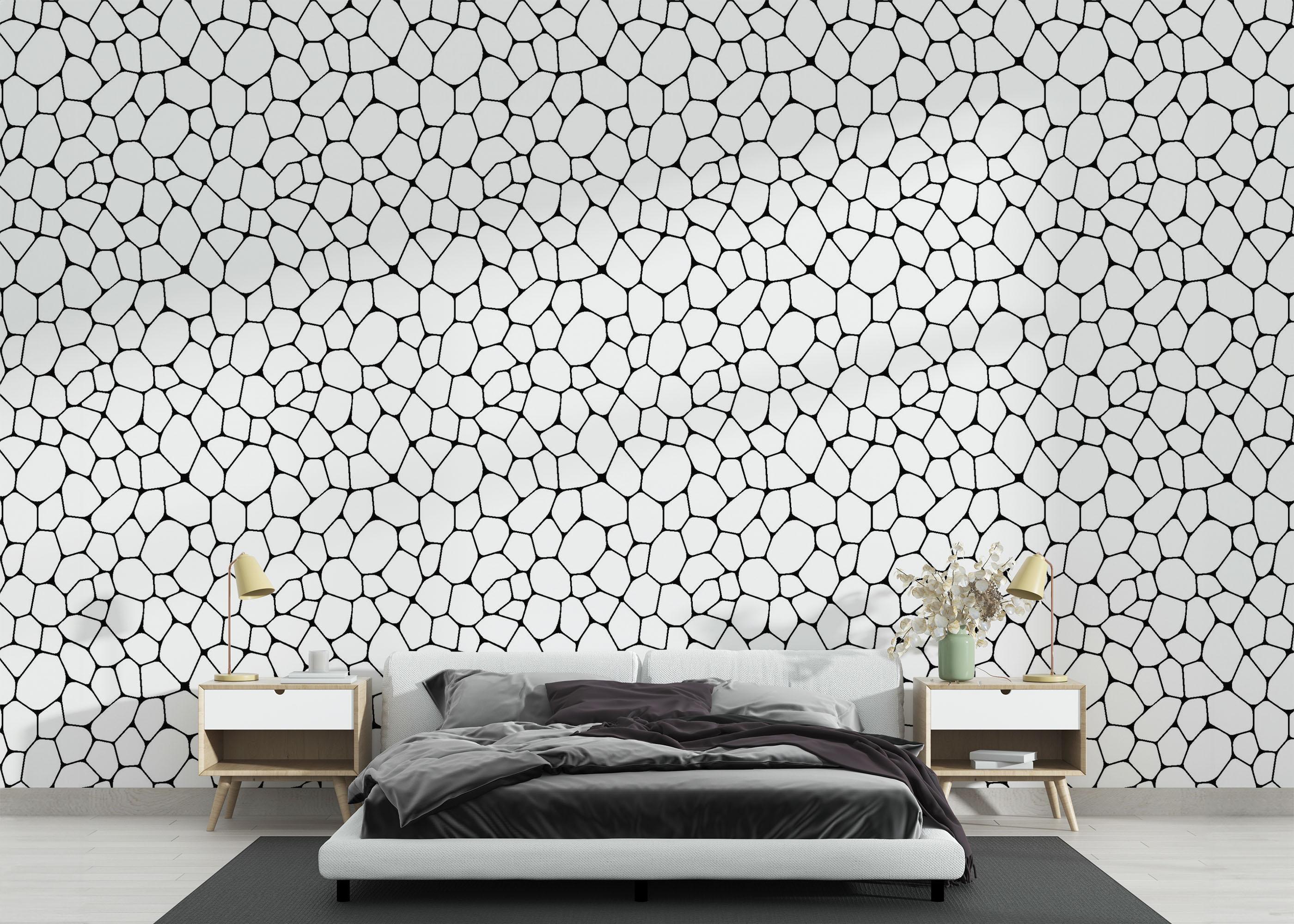 Fototapet White Wall Stone mockup 3