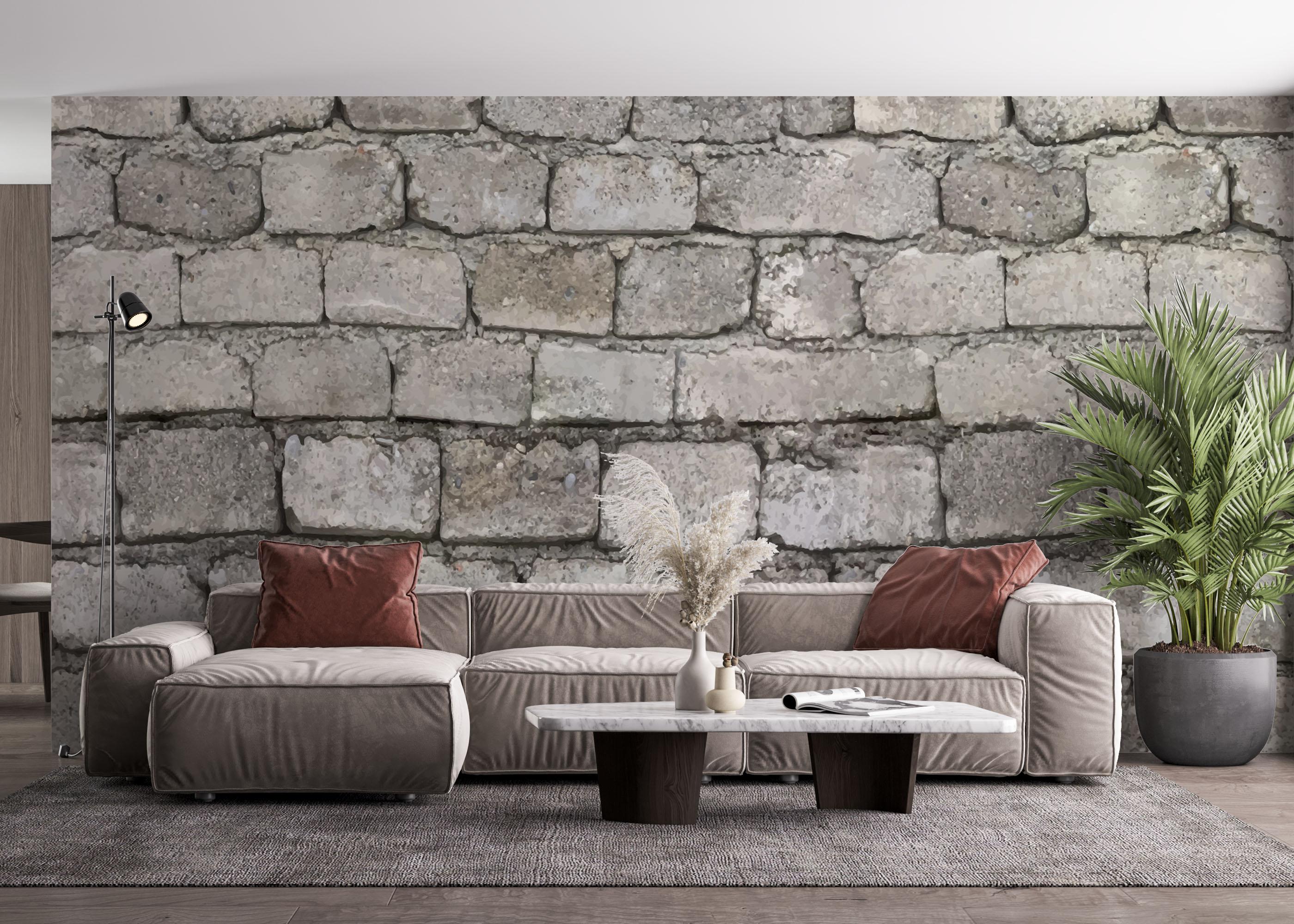 Fototapet Realistic Stone Brick mockup 4