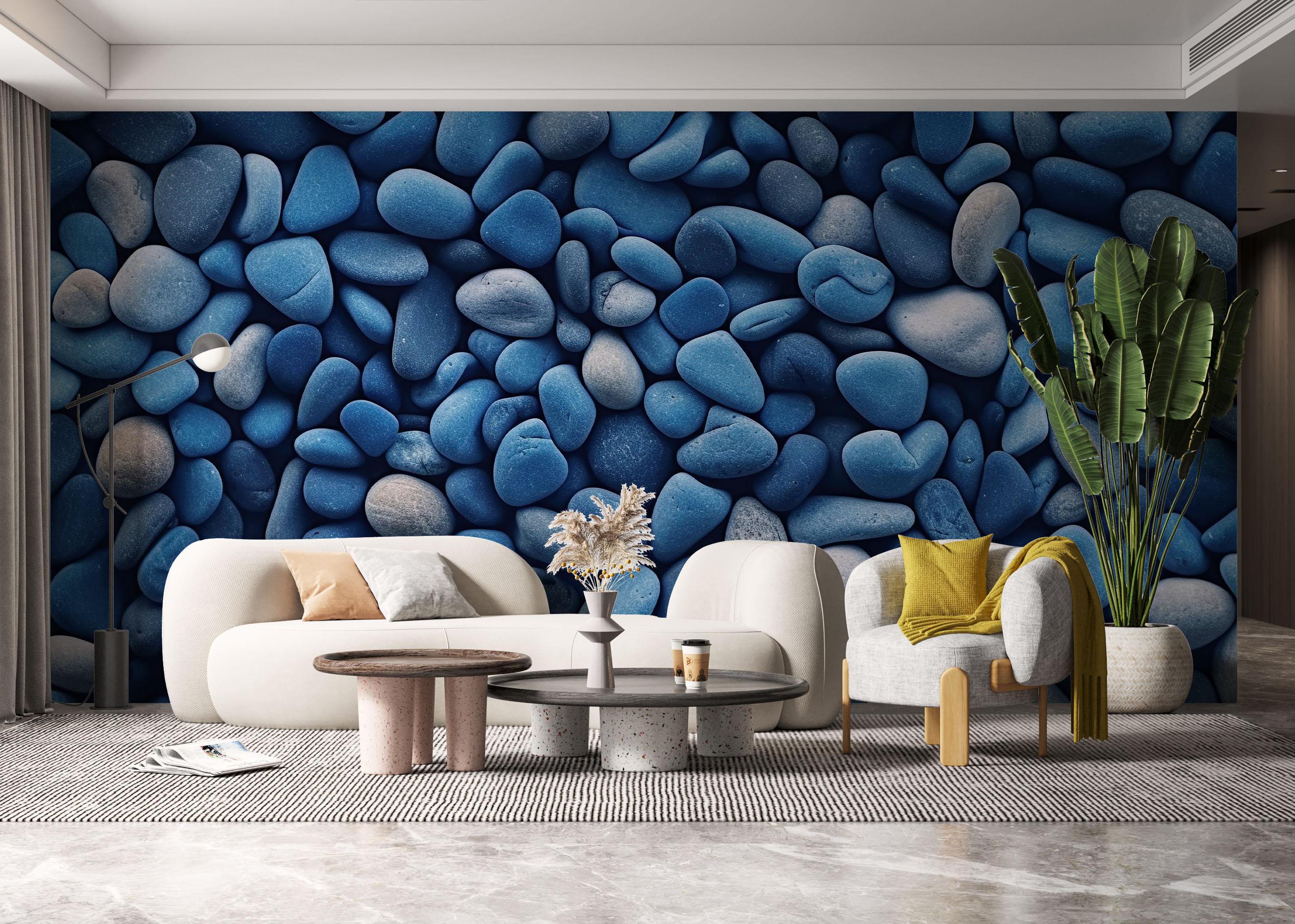 Fototapet Blue Pebbles View mockup 6