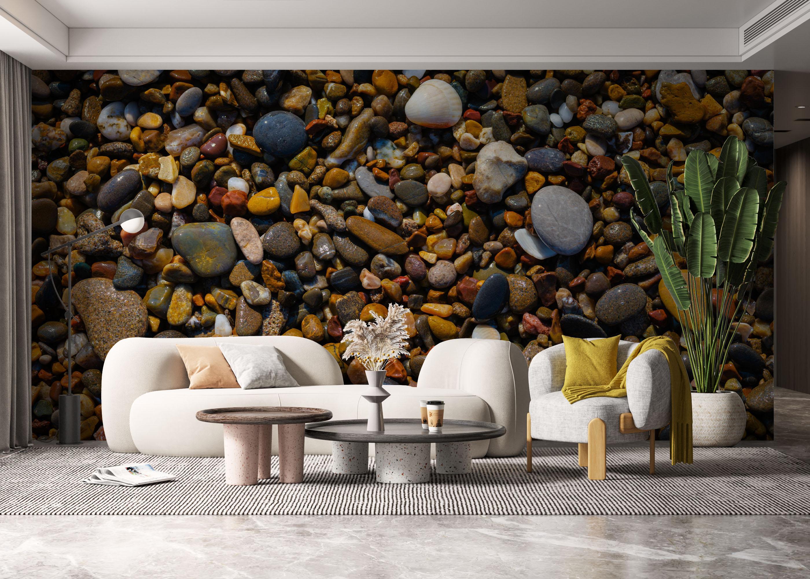 Fototapet Colored Pebbles Beach mockup 6