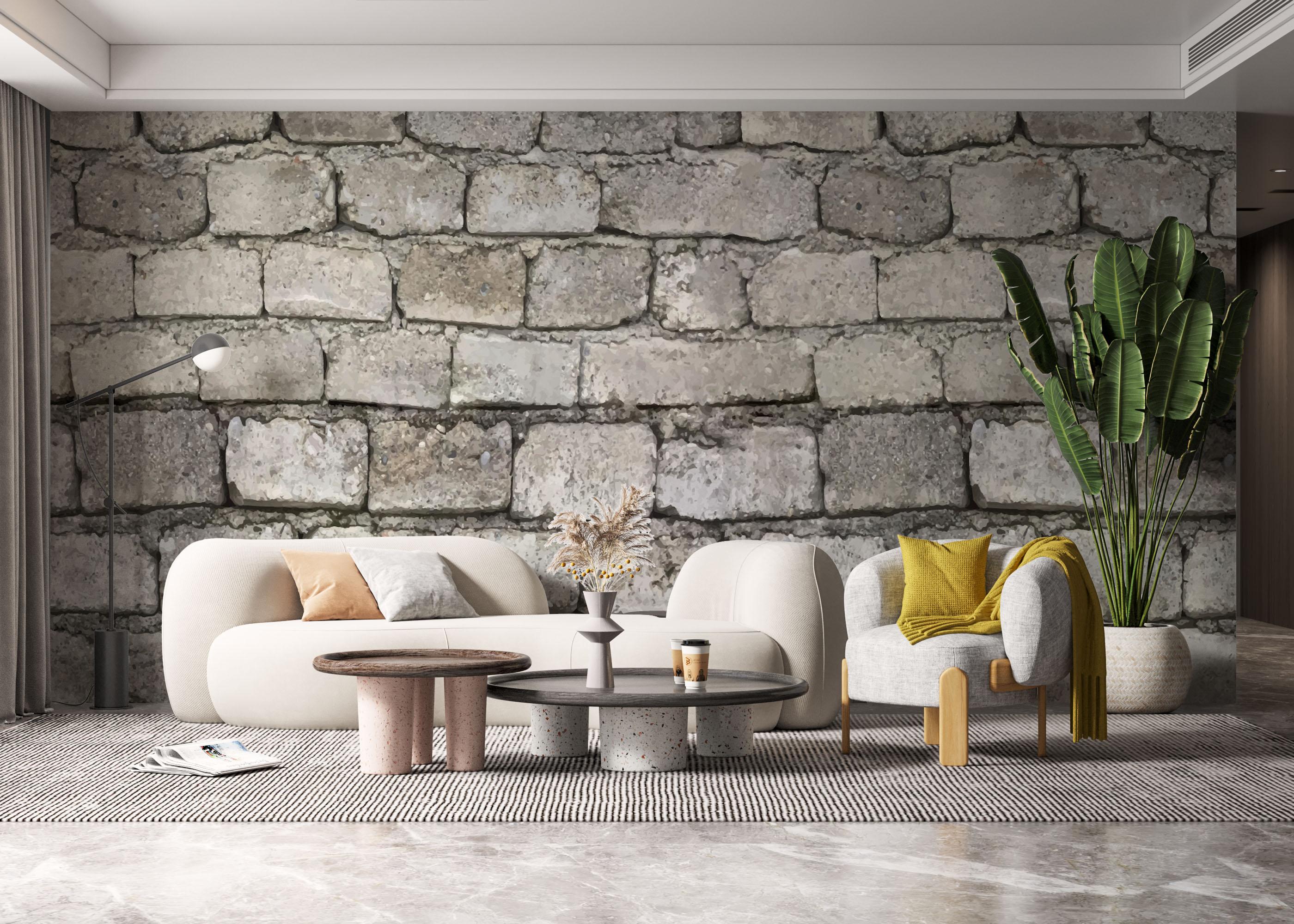 Fototapet Realistic Stone Brick mockup 6