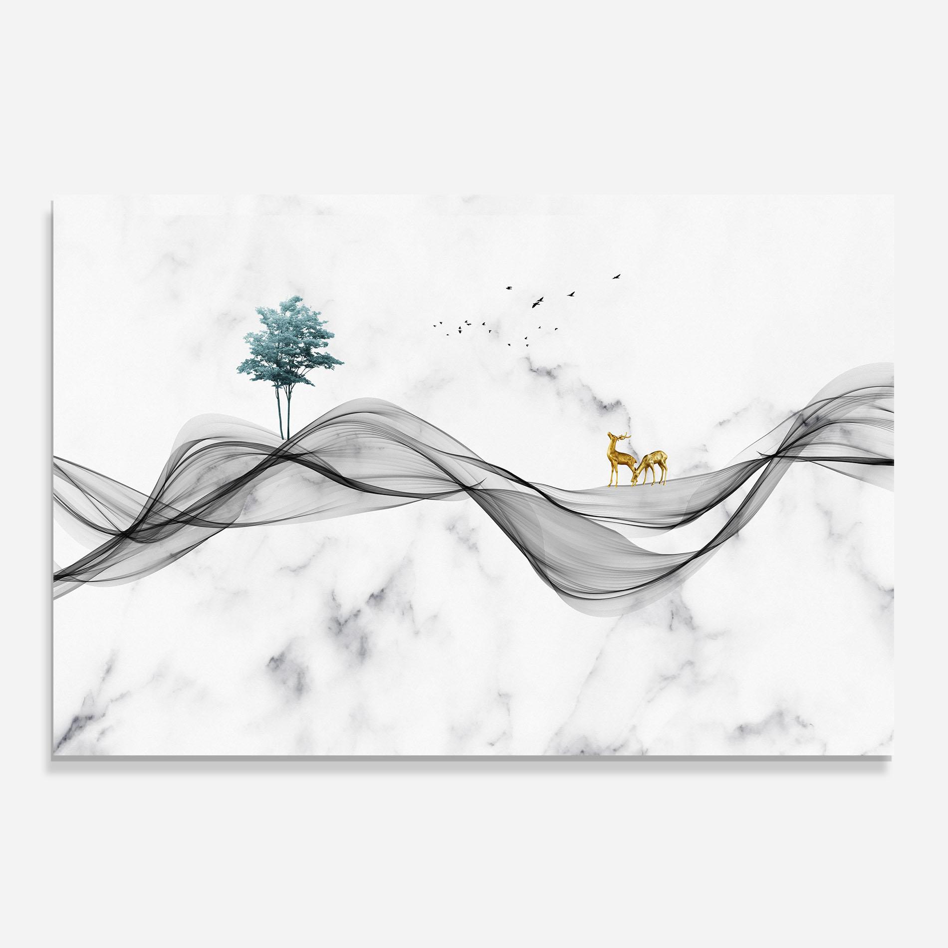 Panou Sticla Bucatarie Abstract Golden Landscape 1 mockup 0