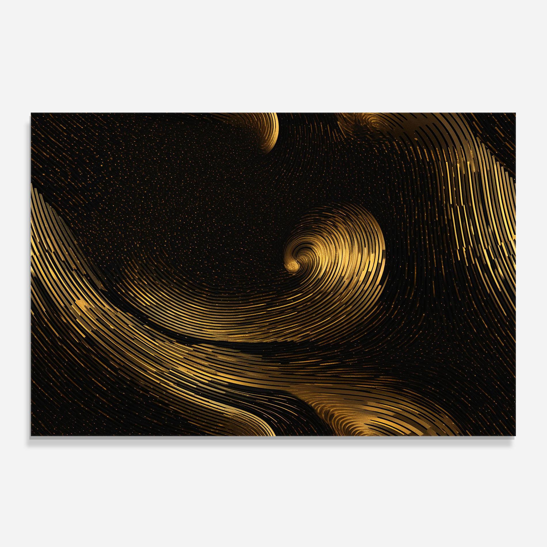 Panou Sticla Bucatarie Black Painting With Gold mockup 0