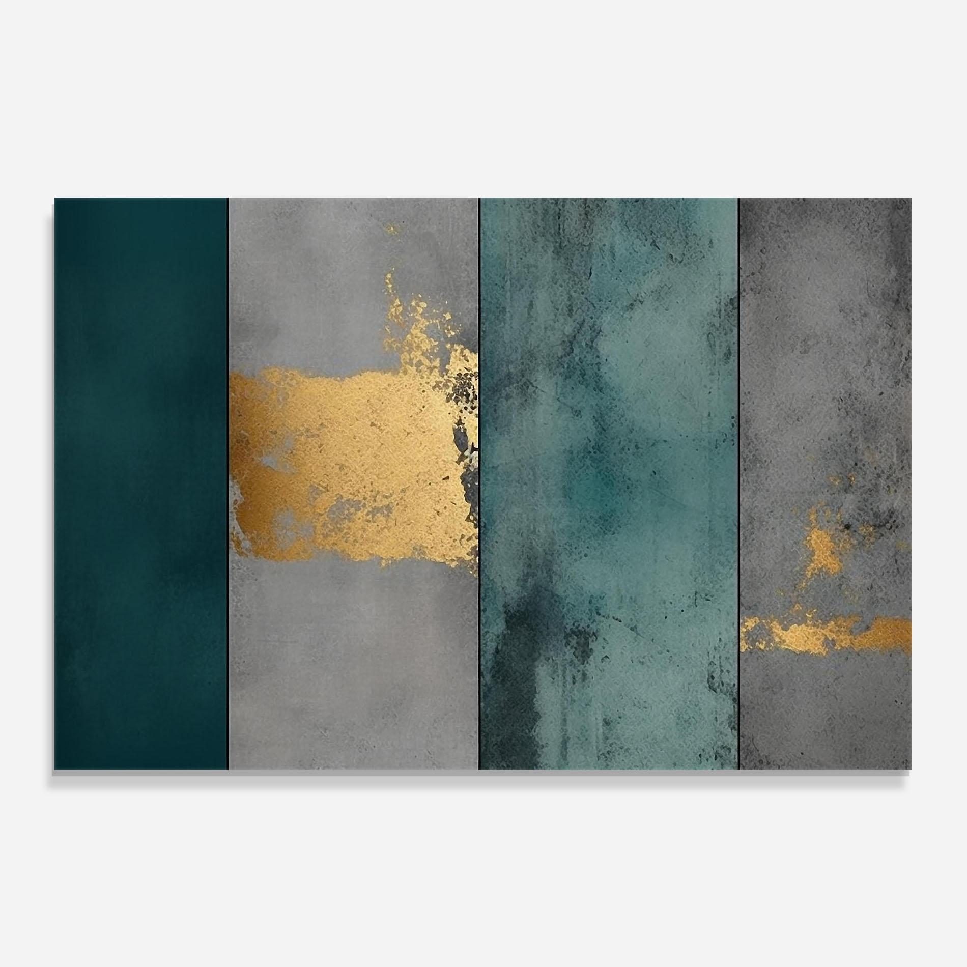 Panou Sticla Bucatarie Green Colors With Gold mockup 0