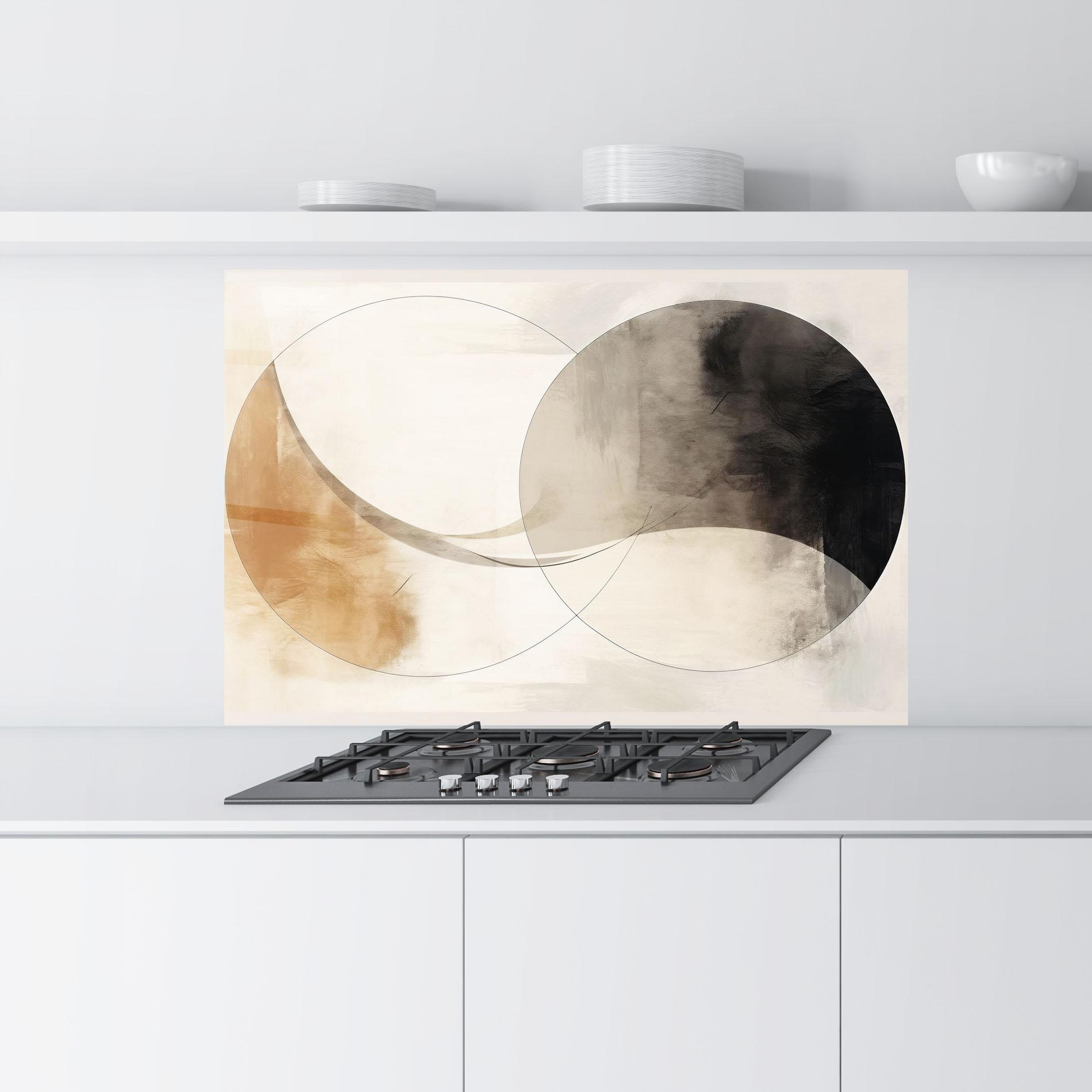 Panou Sticla Bucatarie Abstract Circle Painting mockup 9