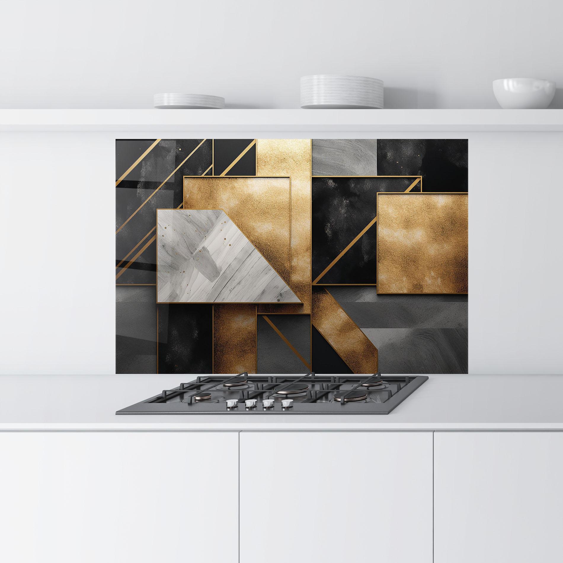 Panou Sticla Bucatarie Abstract Gold Square mockup 9