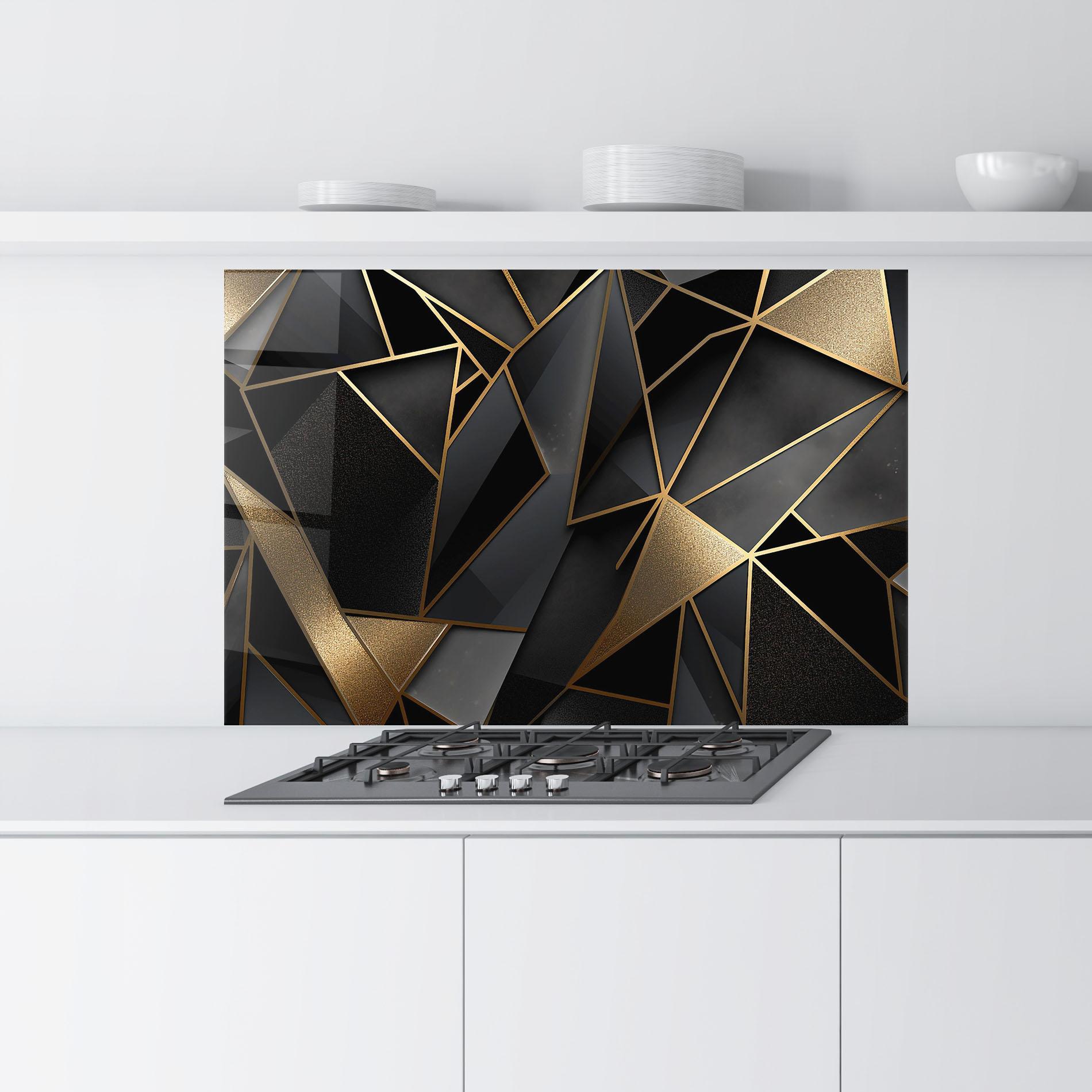 Panou Sticla Bucatarie Abstract Golden Art mockup 9