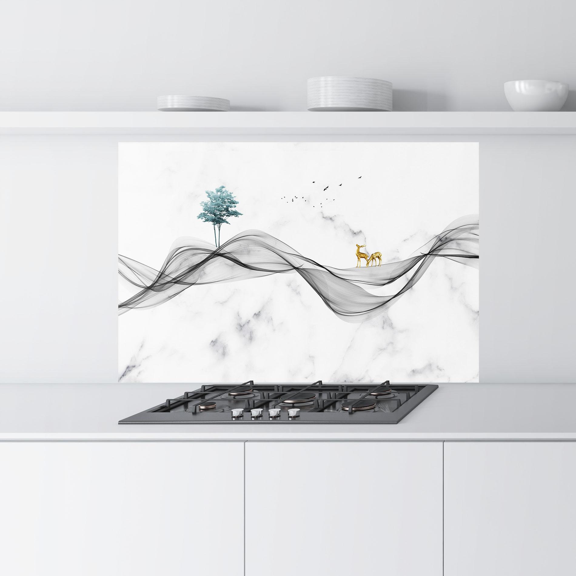 Panou Sticla Bucatarie Abstract Golden Landscape 1 mockup 9