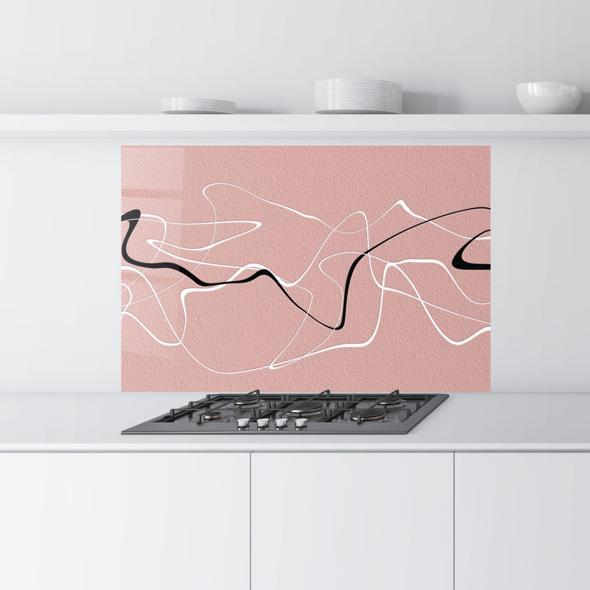 Panou Sticla Bucatarie Abstract Pink Painting mockup 9