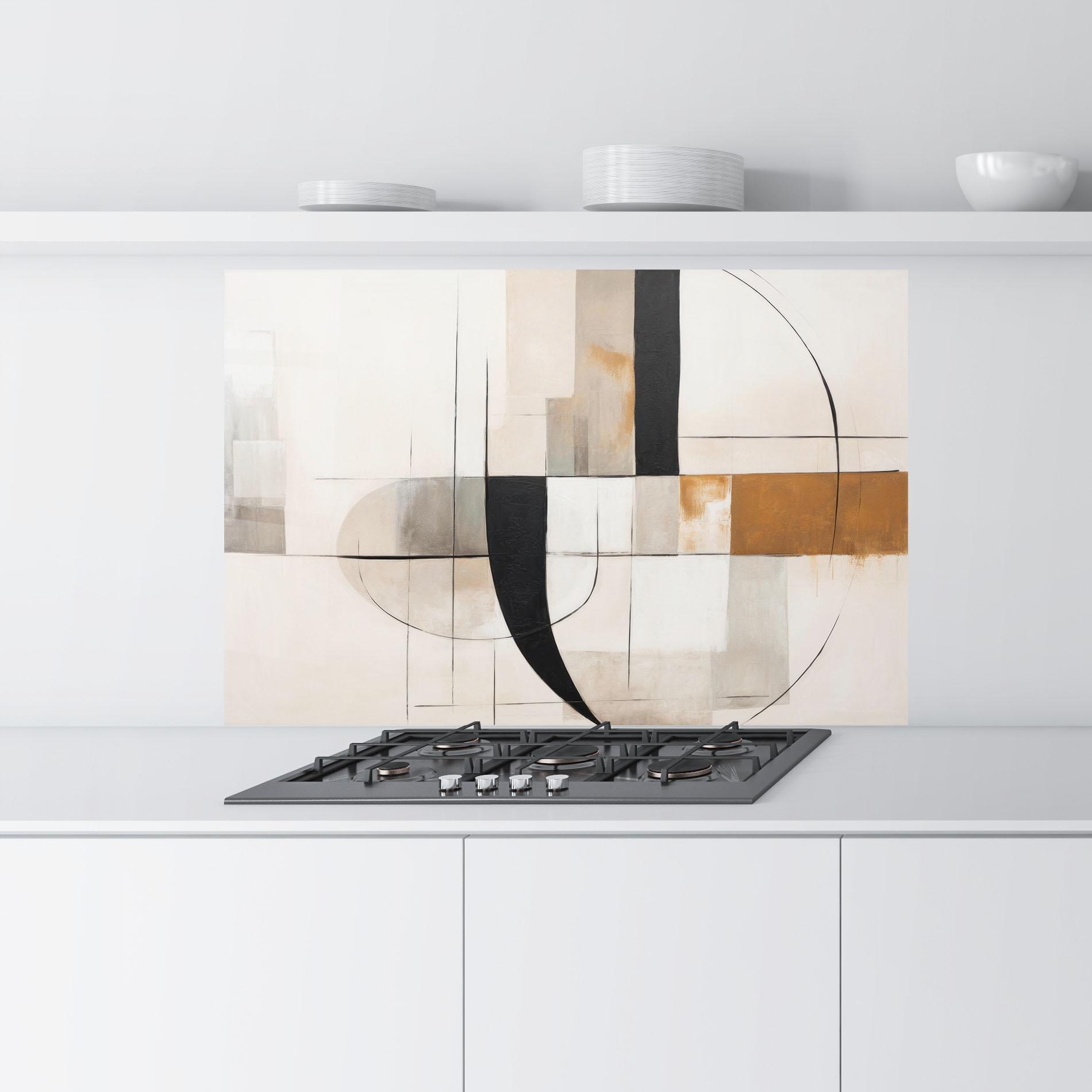 Panou Sticla Bucatarie Black Abstract Lines mockup 9