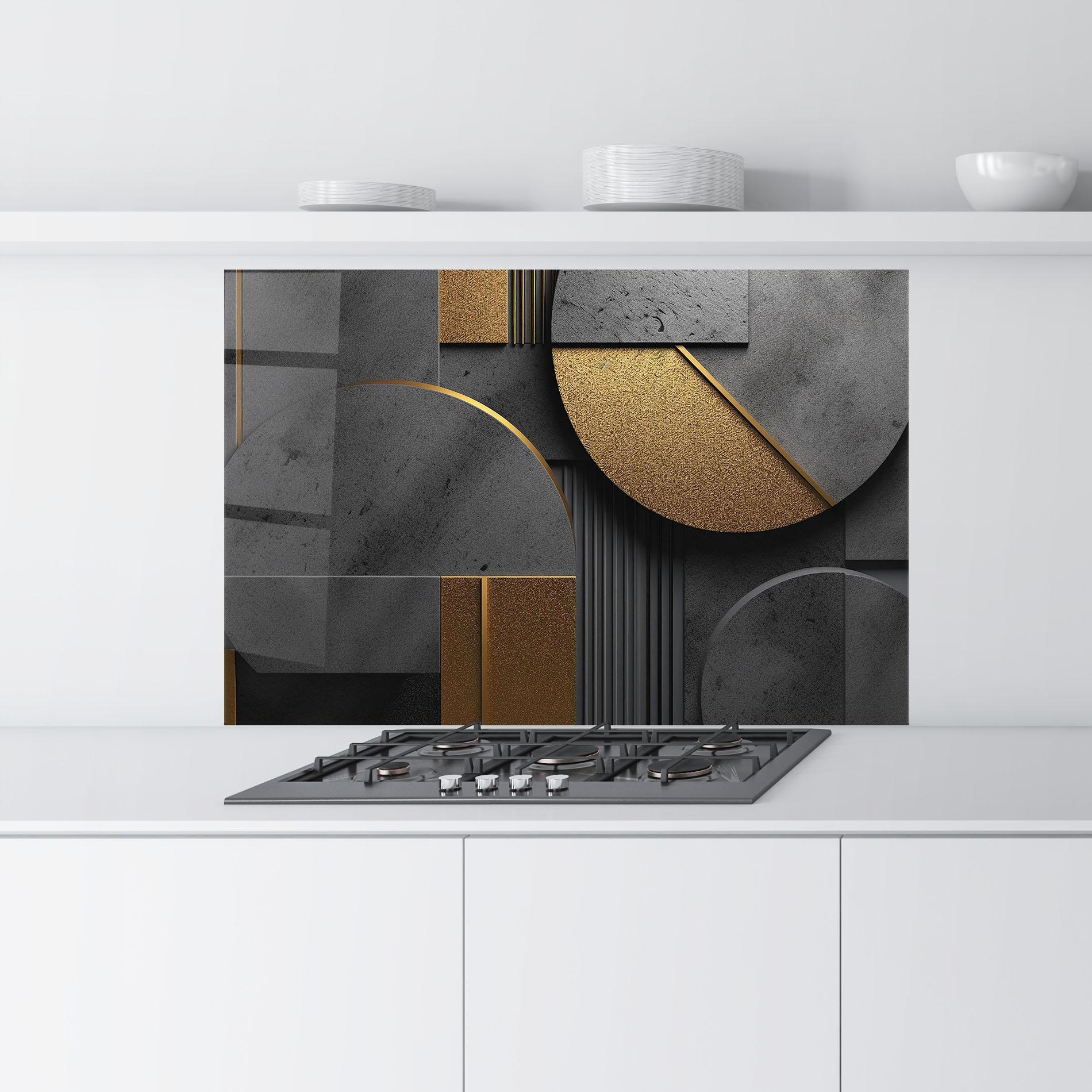 Panou Sticla Bucatarie Gold With Grey Circle mockup 9