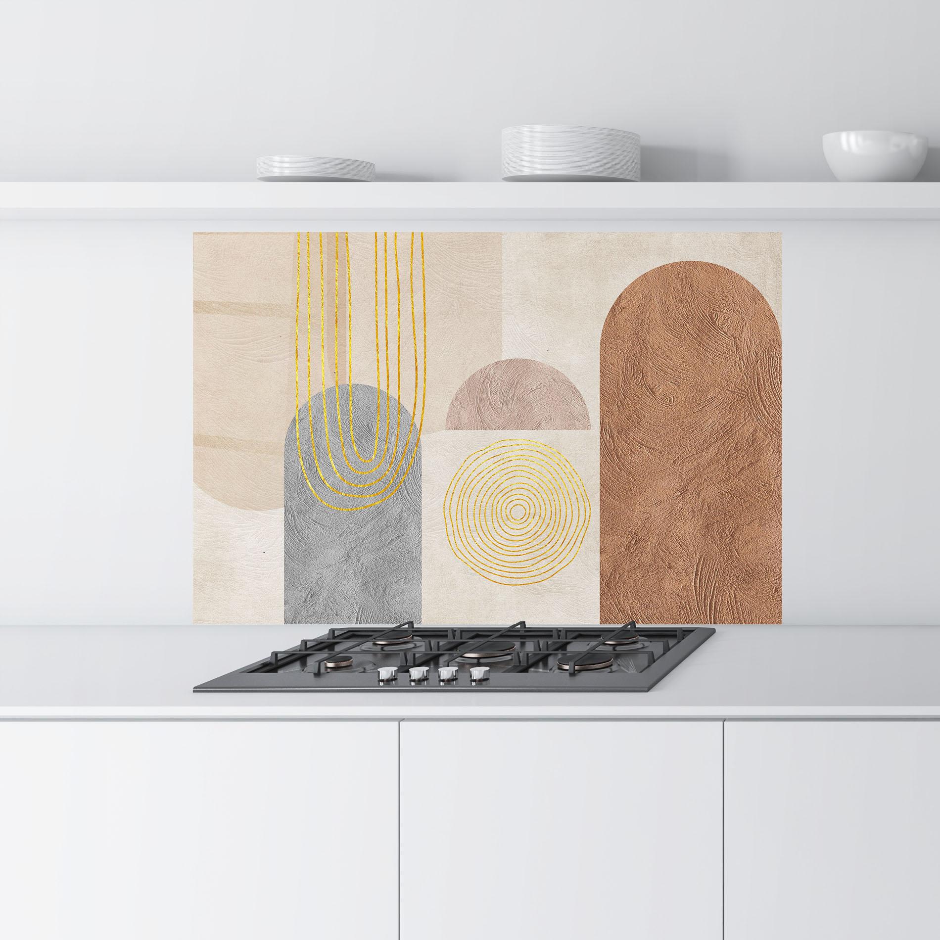 Panou Sticla Bucatarie Gray Orange Painting mockup 9