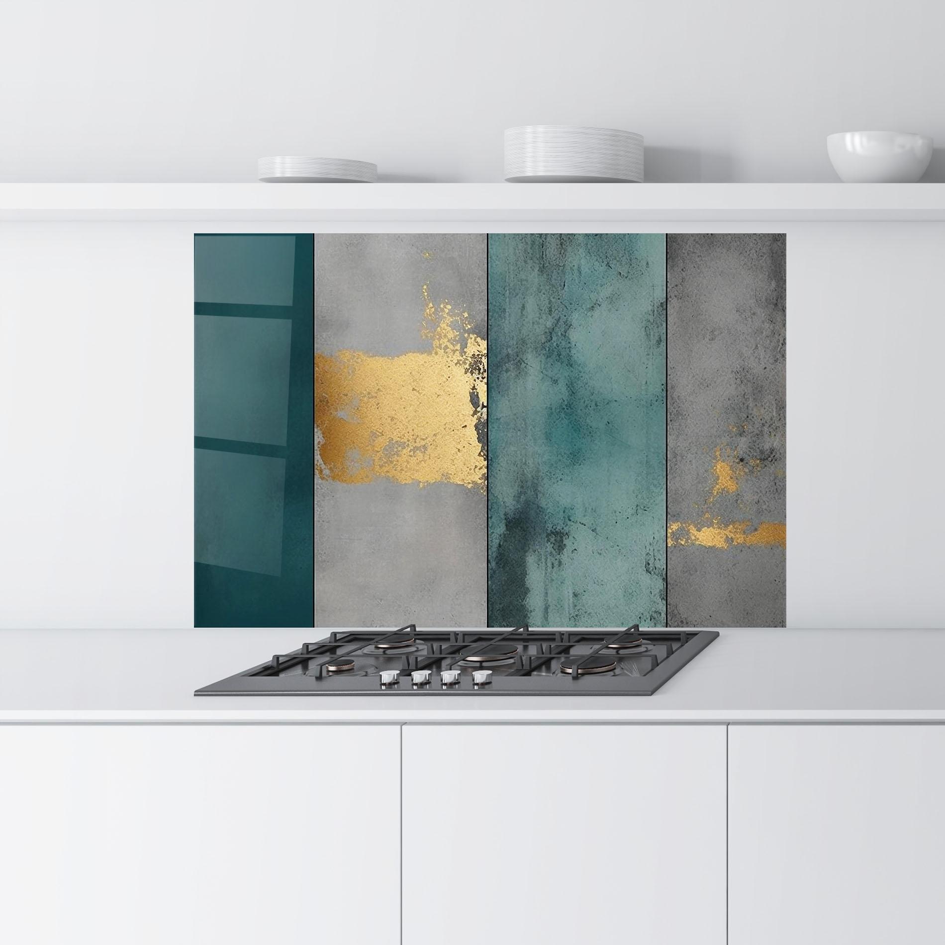 Panou Sticla Bucatarie Green Colors With Gold mockup 9