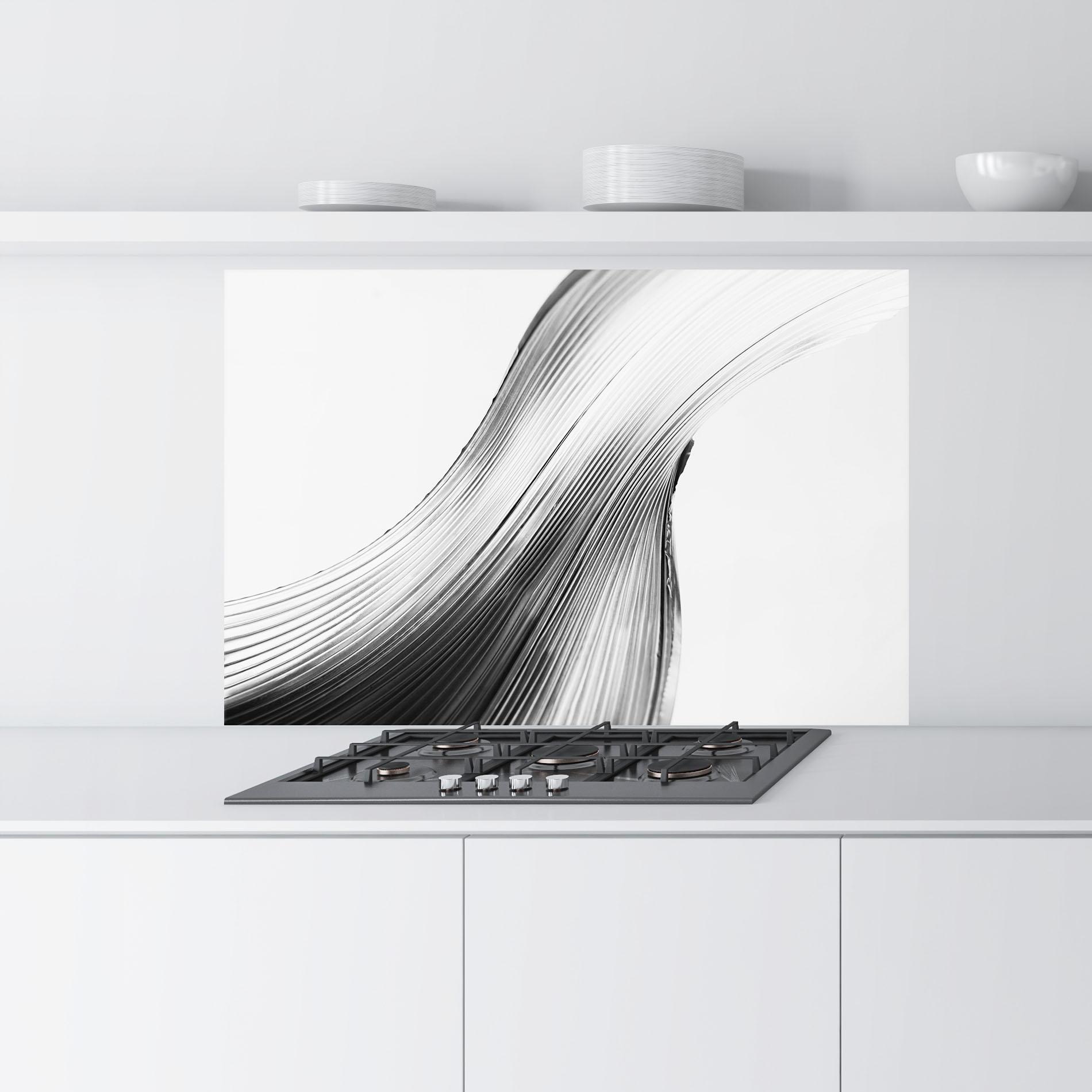 Panou Sticla Bucatarie Monochrome Wave mockup 9
