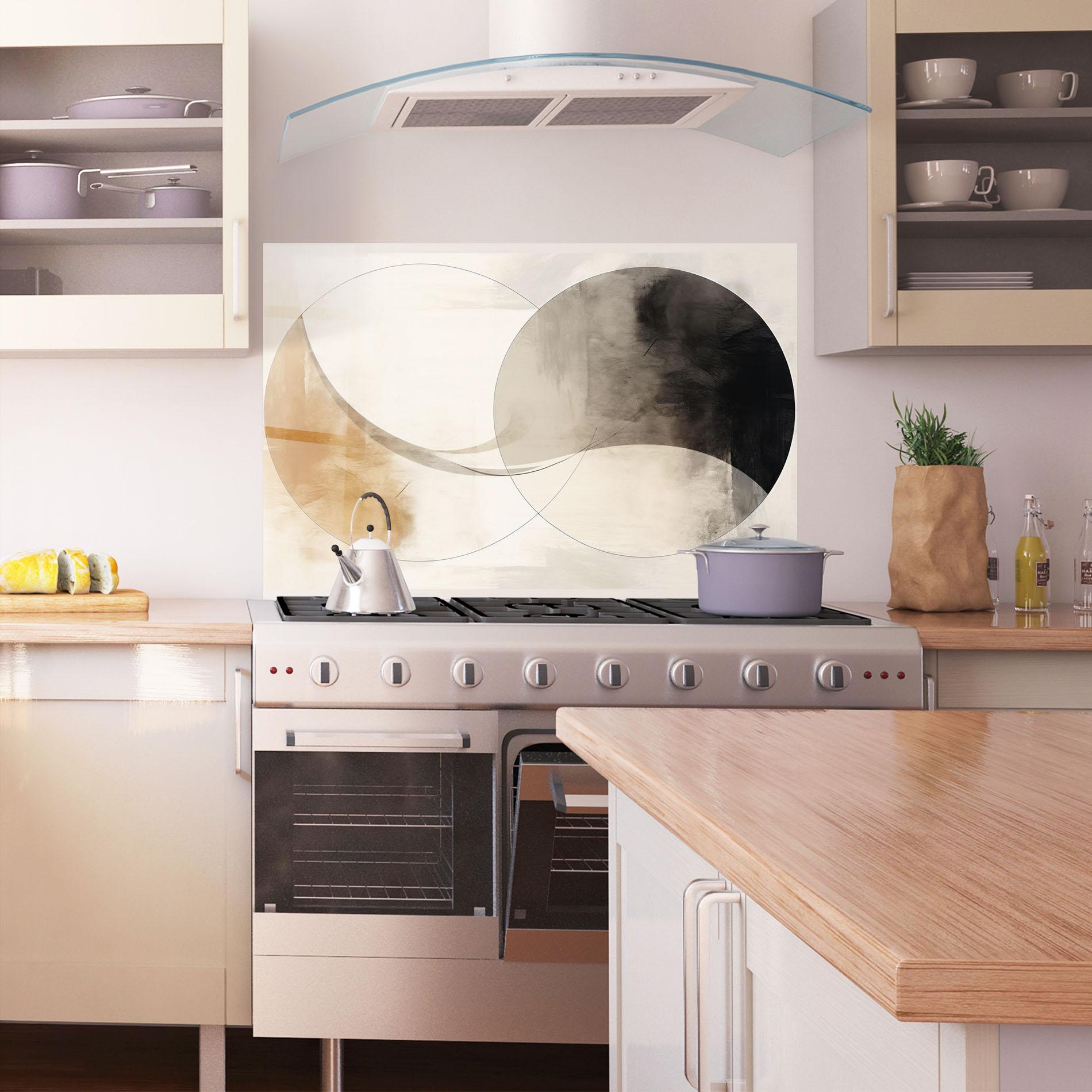 Panou Sticla Bucatarie Abstract Circle Painting mockup 1