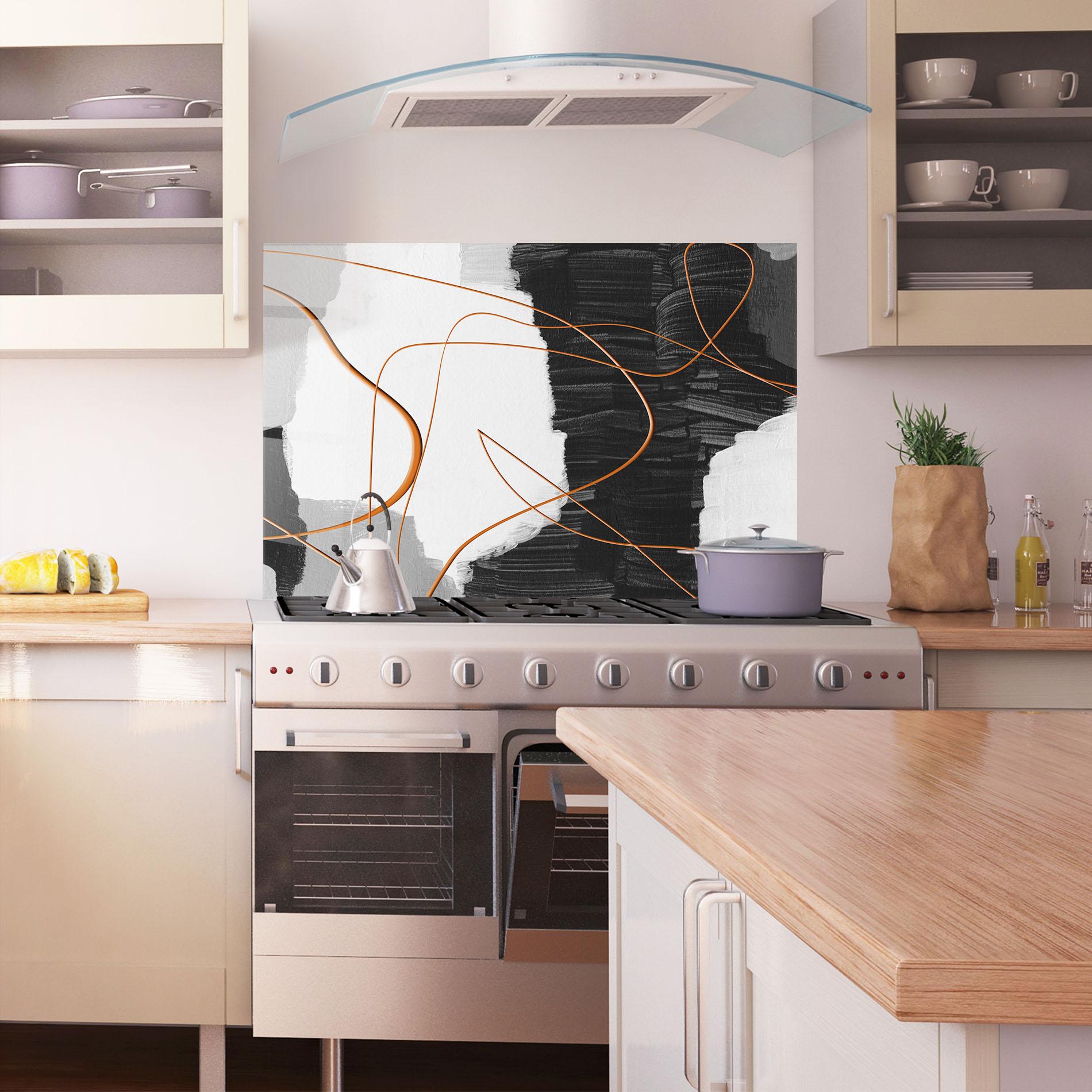 Panou Sticla Bucatarie Abstract Ink Painting mockup 1