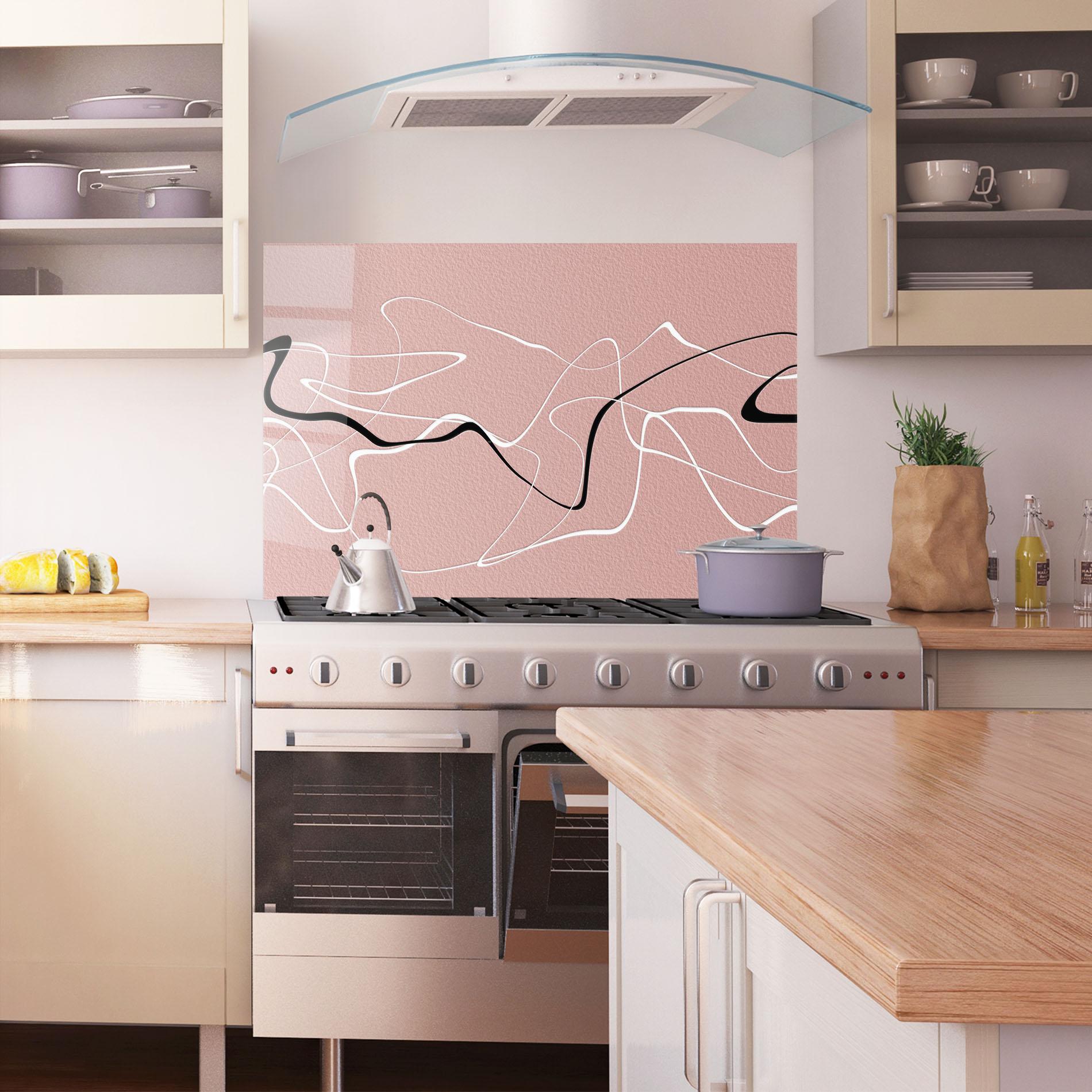 Panou Sticla Bucatarie Abstract Pink Painting mockup 1