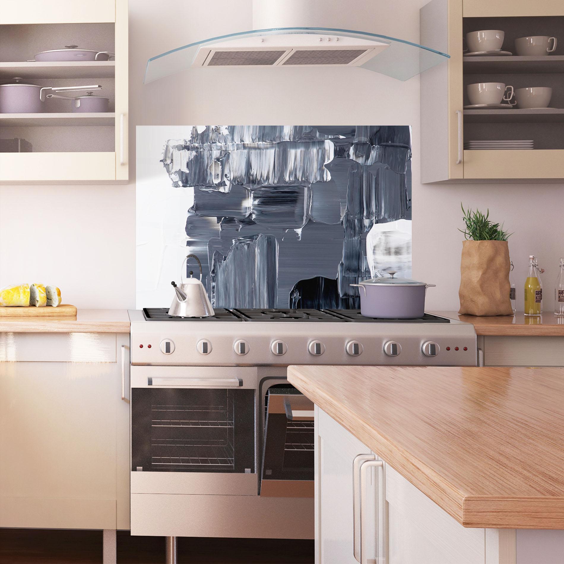 Panou Sticla Bucatarie Black Acrylic Painting mockup 1