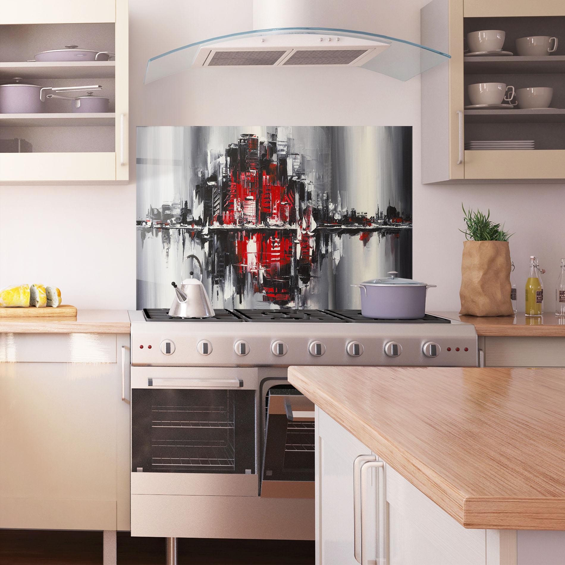 Panou Sticla Bucatarie Cityscape mockup 1