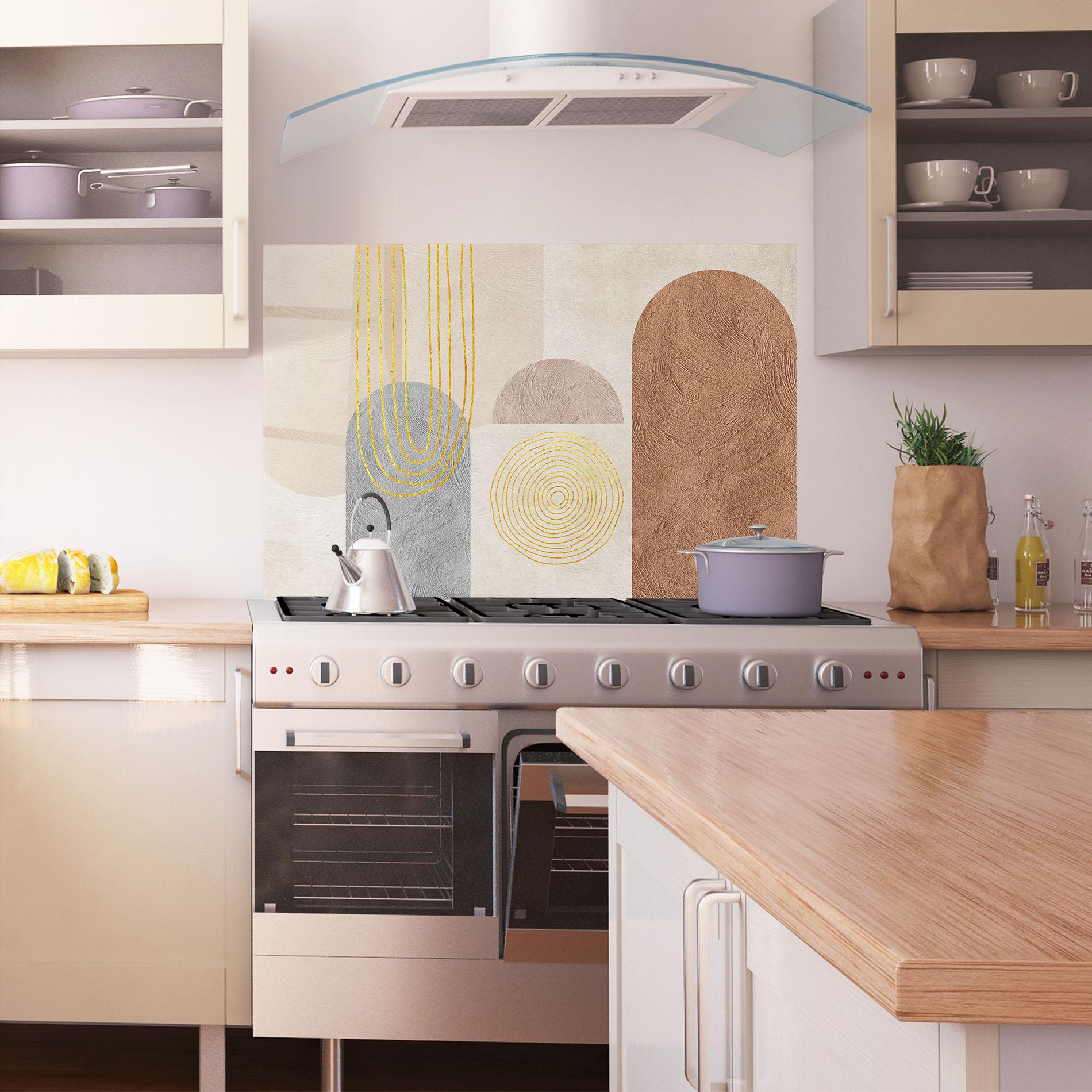 Panou Sticla Bucatarie Gray Orange Painting mockup 1