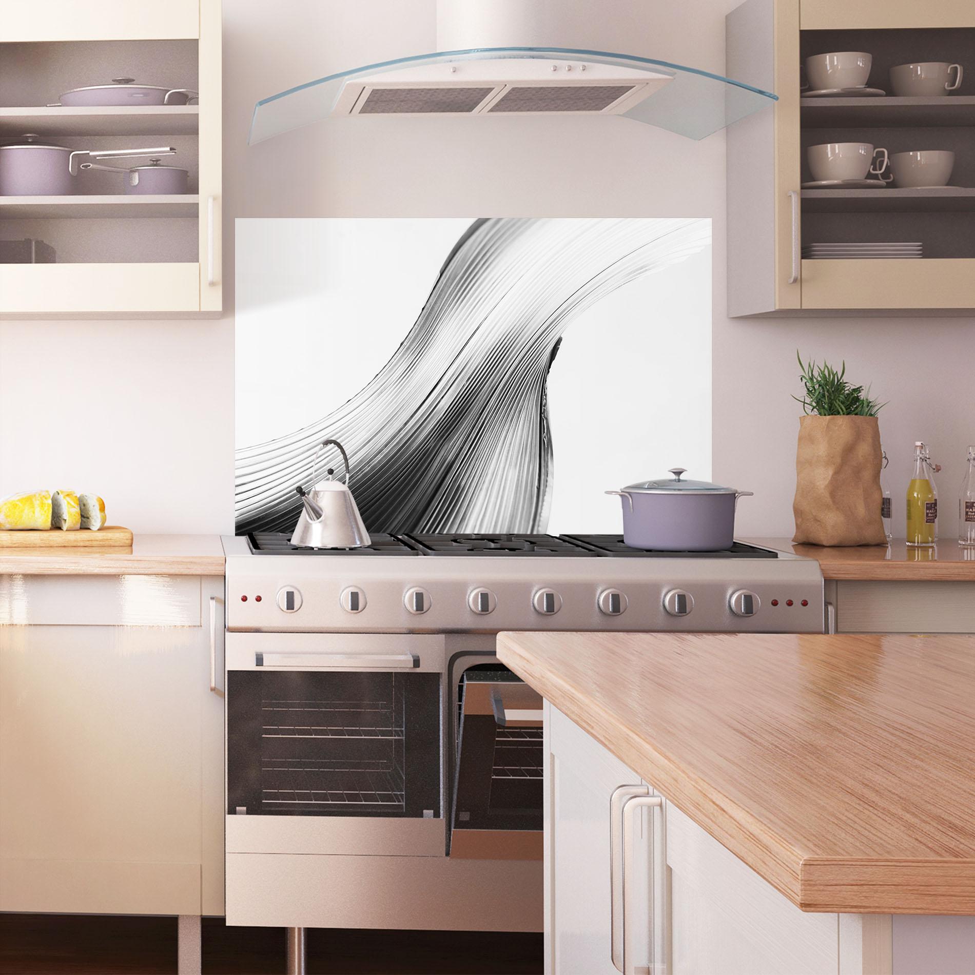 Panou Sticla Bucatarie Monochrome Wave mockup 1