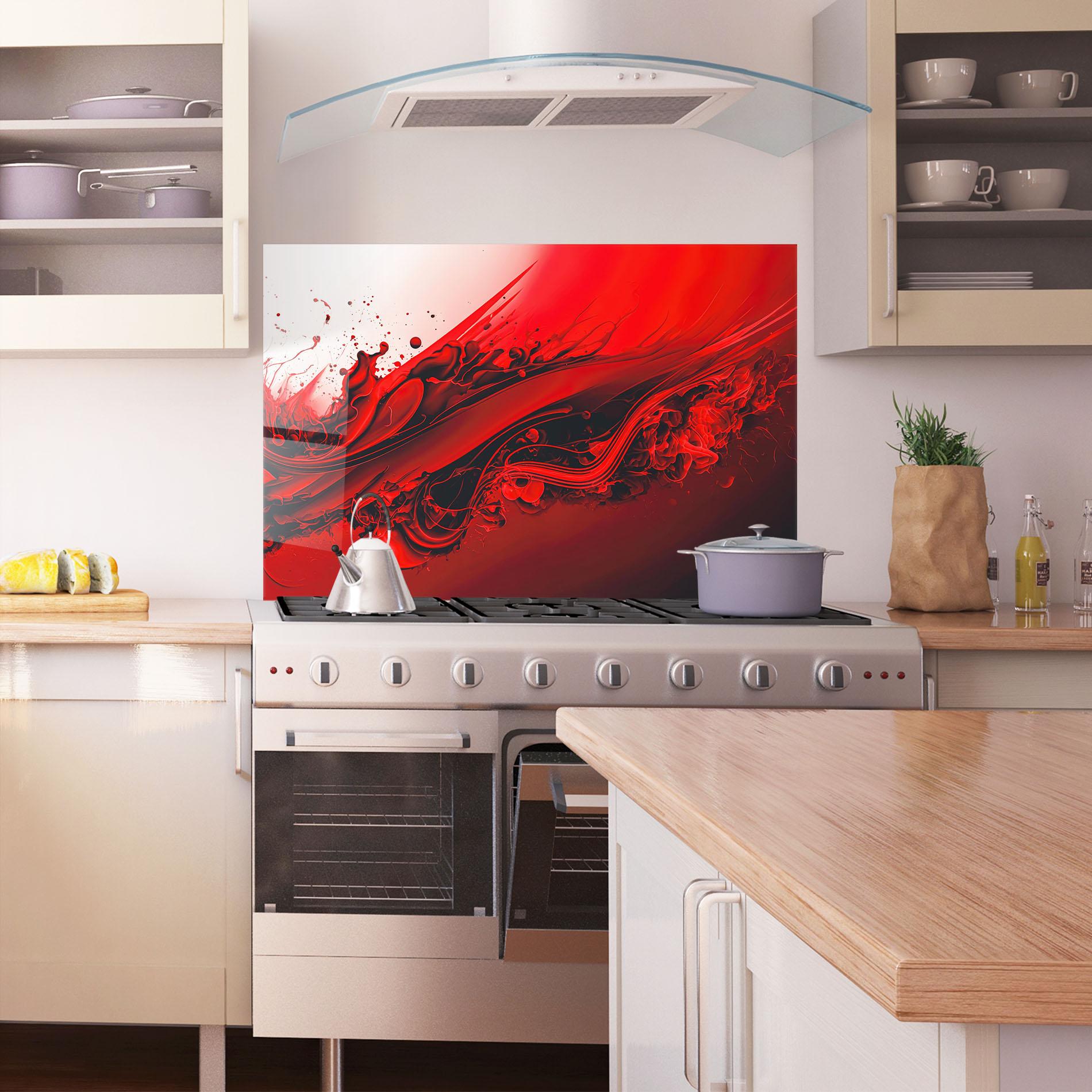 Panou Sticla Bucatarie Smooth Red Color mockup 1