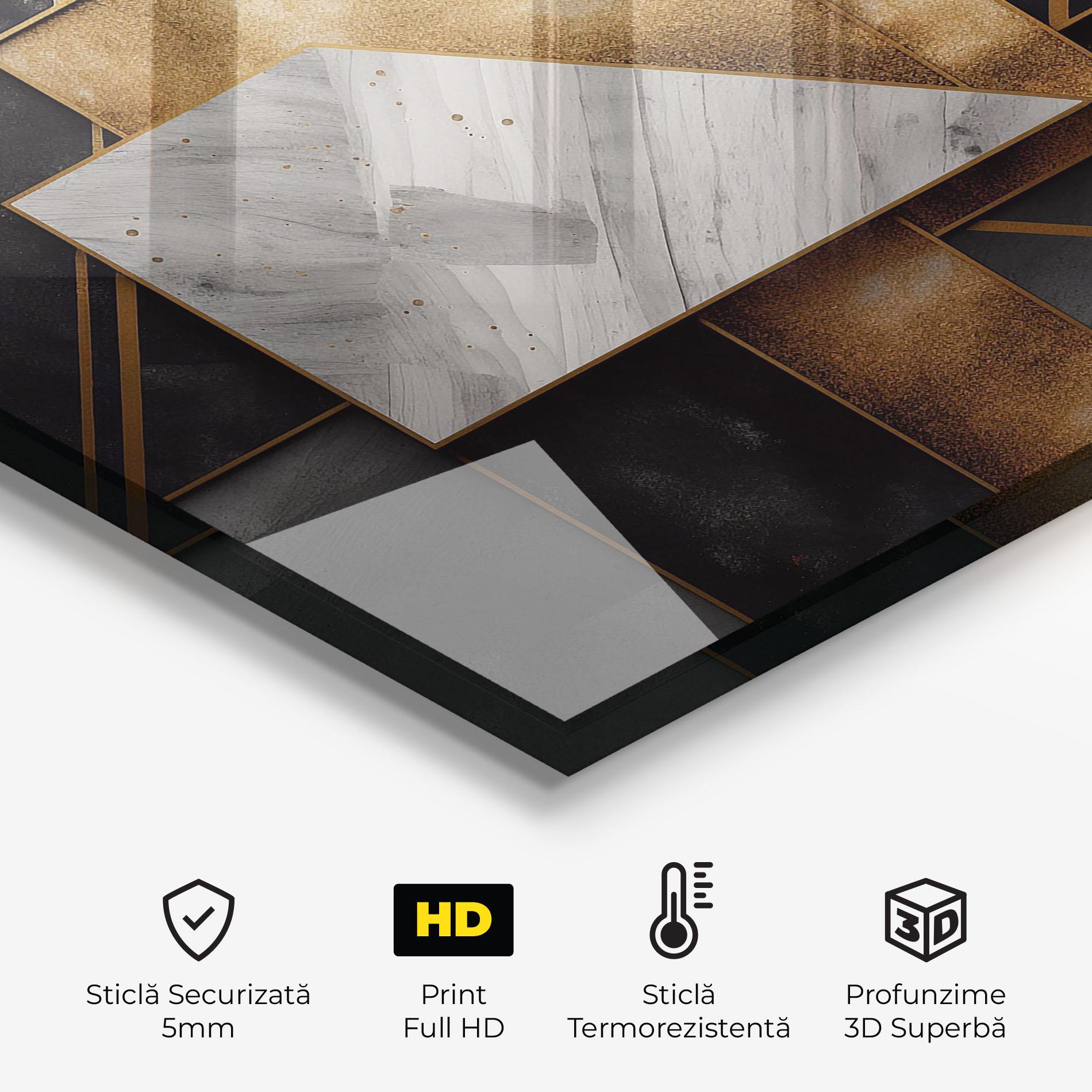 Panou Sticla Bucatarie Abstract Gold Square mockup 2