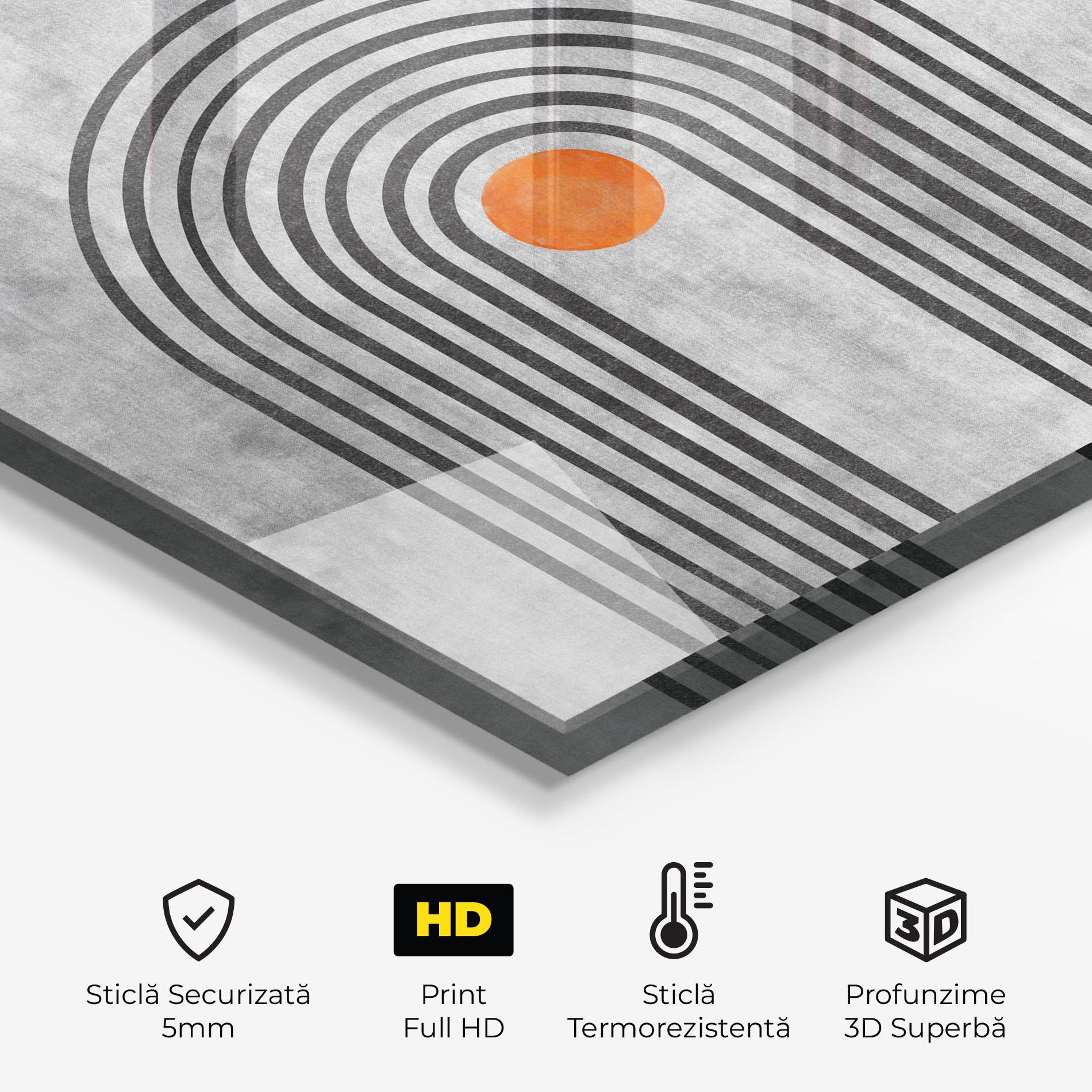 Panou Sticla Bucatarie Abstract Orange Circles mockup 2