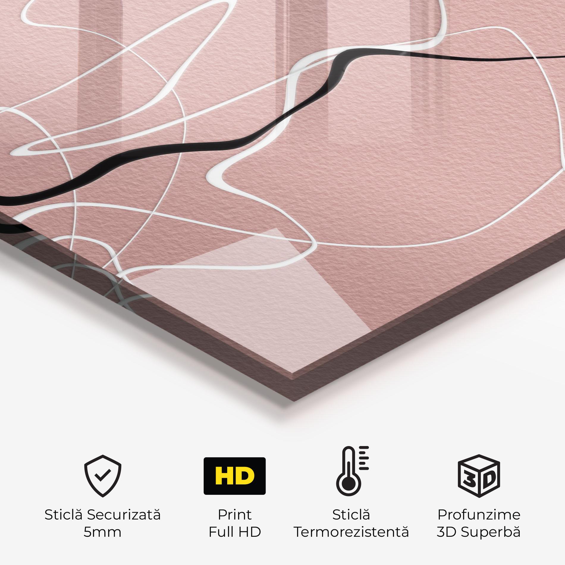 Panou Sticla Bucatarie Abstract Pink Painting mockup 2