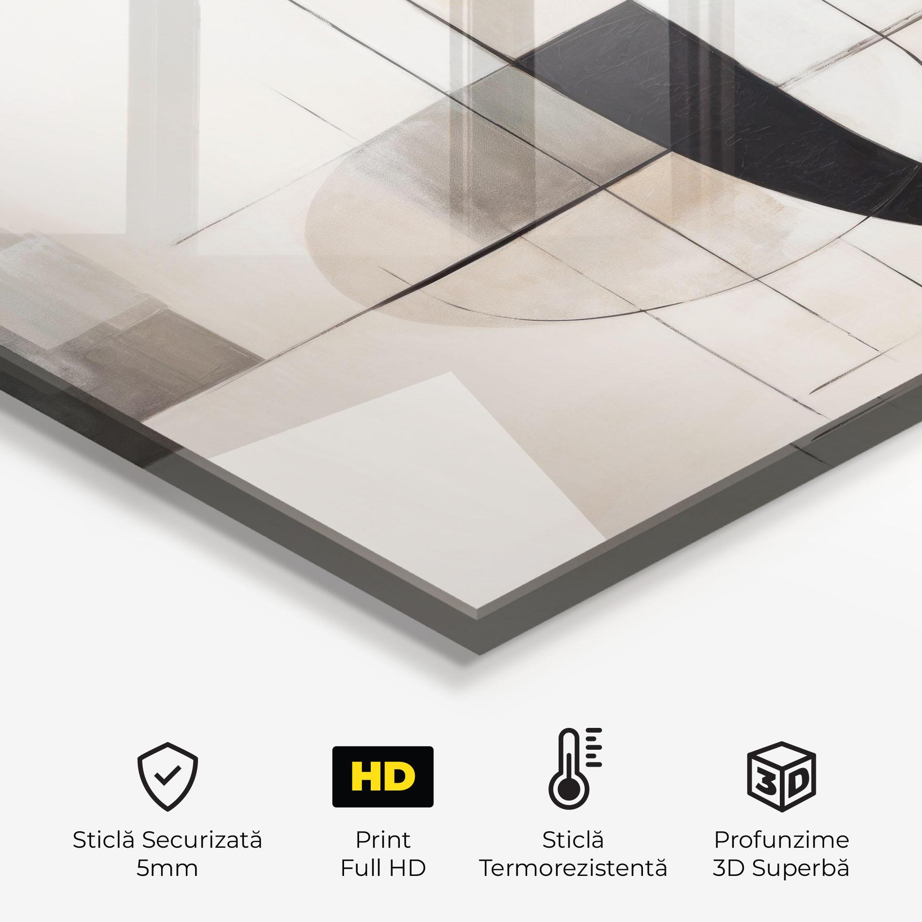 Panou Sticla Bucatarie Black Abstract Lines mockup 2