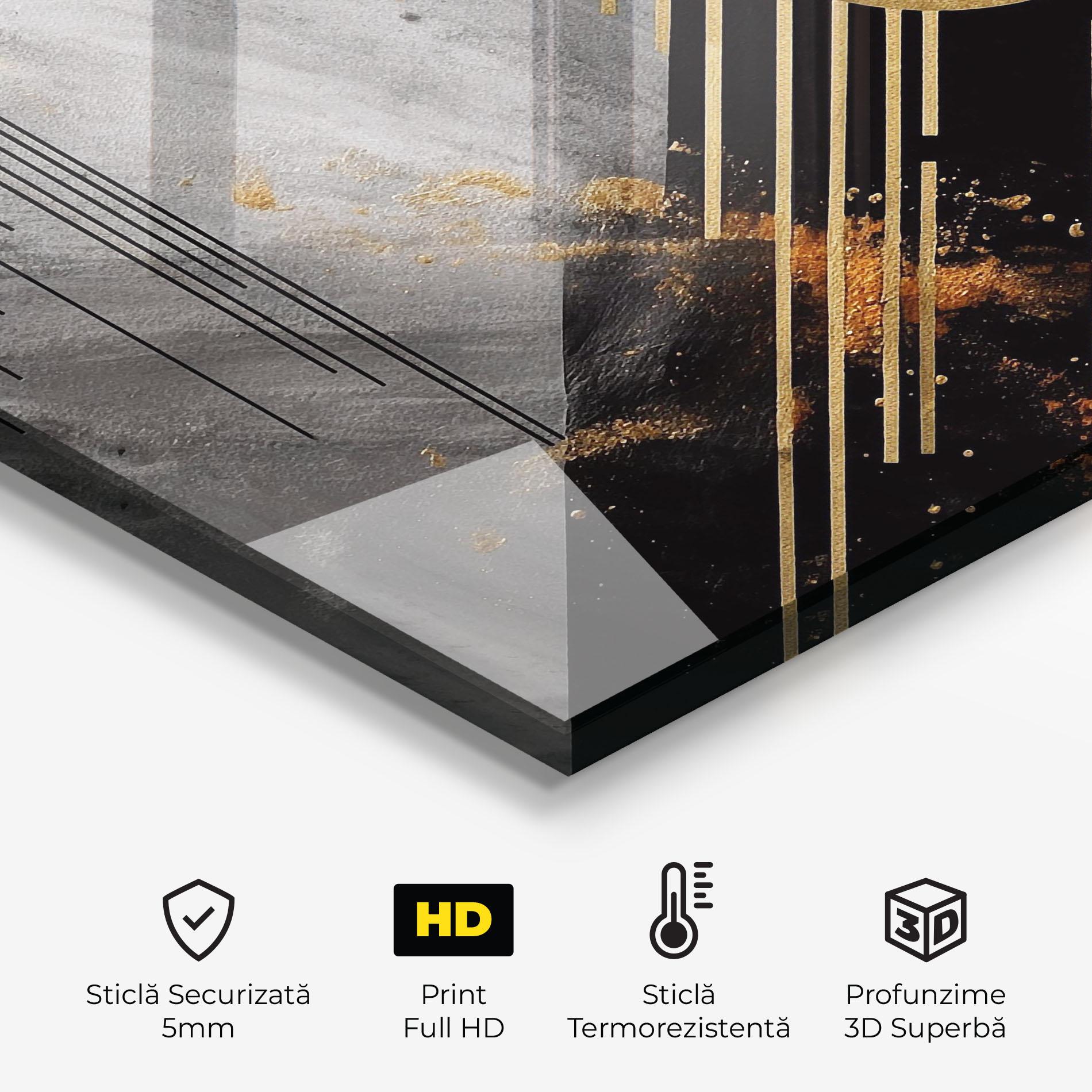 Panou Sticla Bucatarie Gold Circle With Lines mockup 2