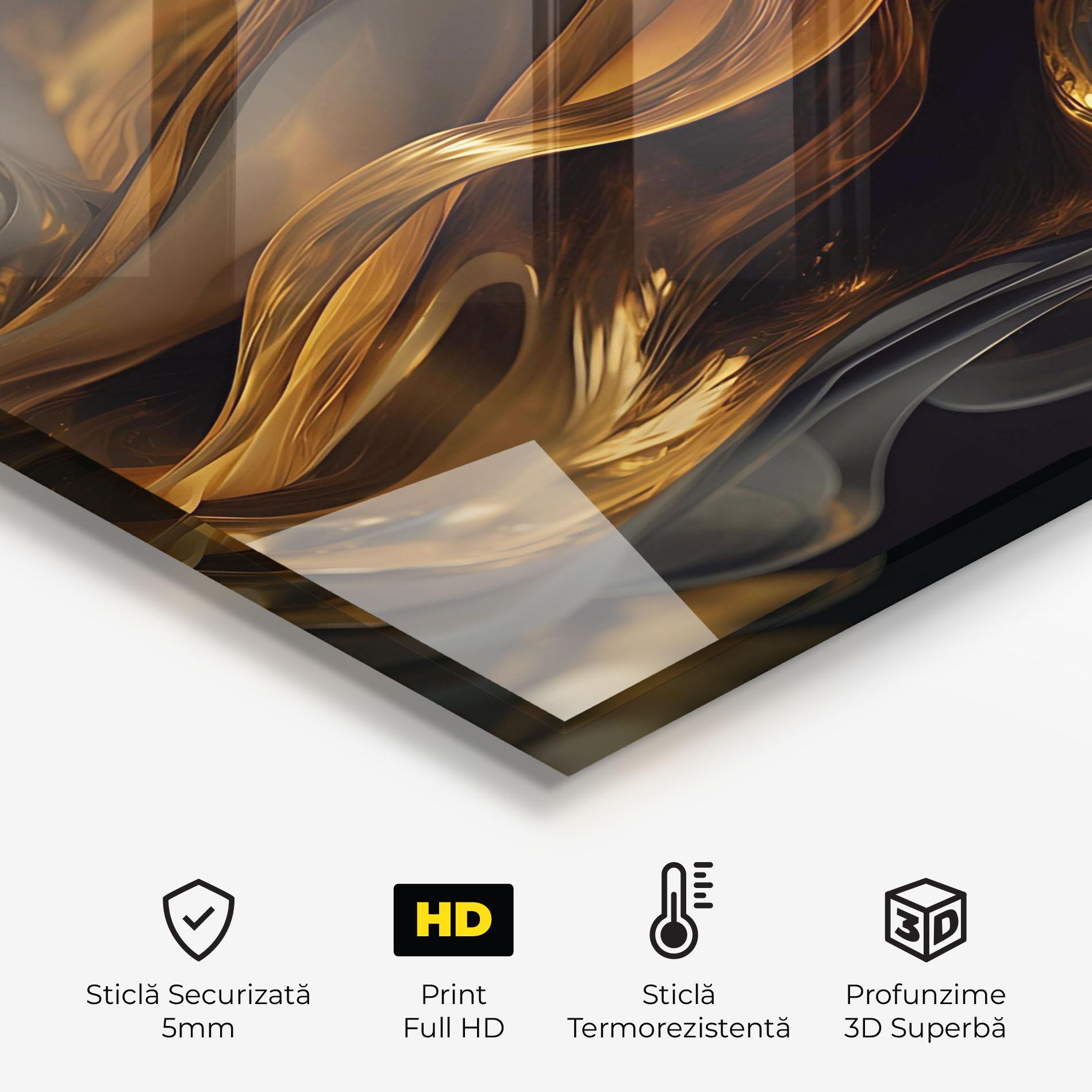 Panou Sticla Bucatarie Gold With Black Wave mockup 2