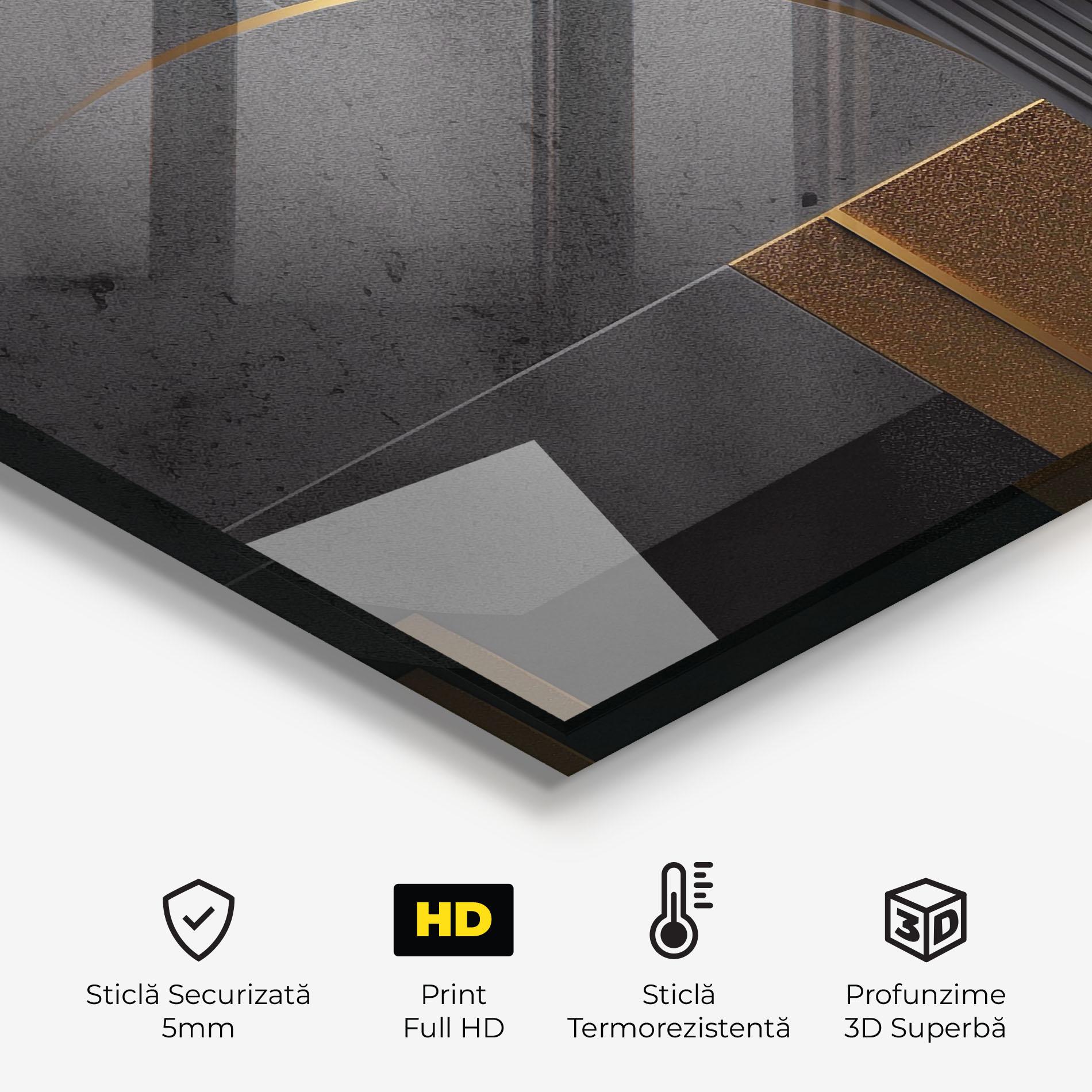 Panou Sticla Bucatarie Gold With Grey Circle mockup 2