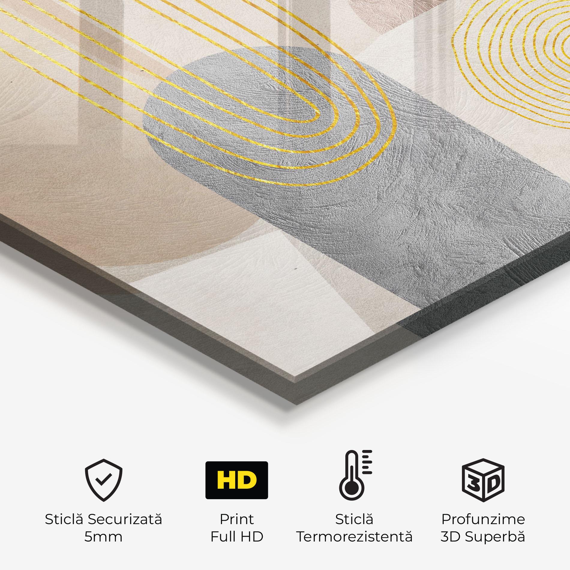 Panou Sticla Bucatarie Gray Orange Painting mockup 2