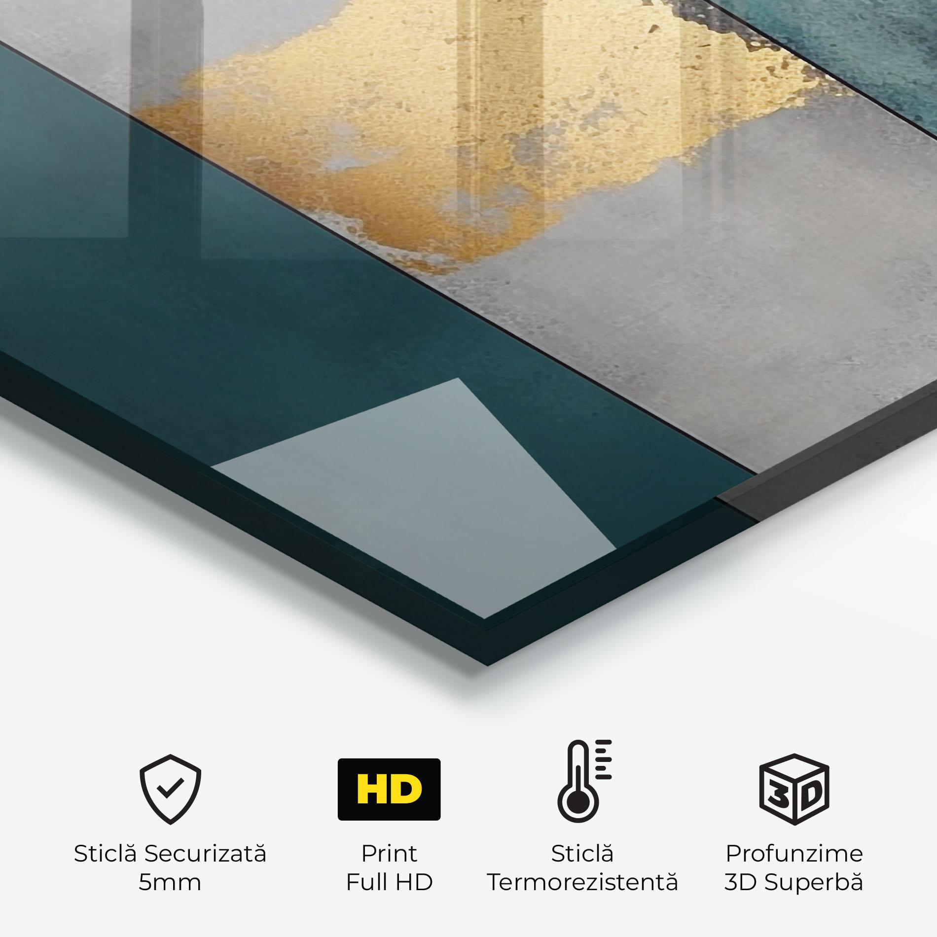 Panou Sticla Bucatarie Green Colors With Gold mockup 2