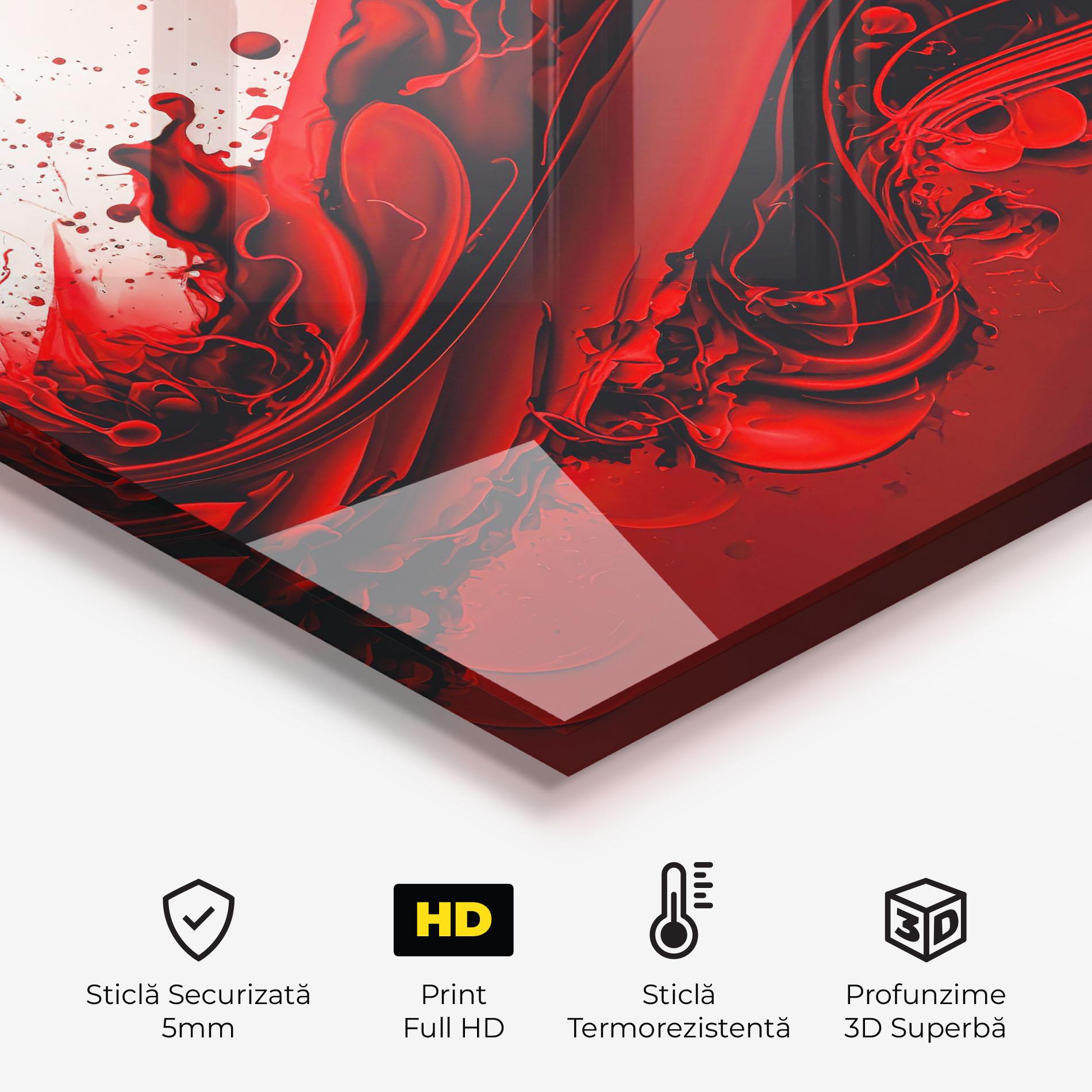 Panou Sticla Bucatarie Smooth Red Color mockup 2