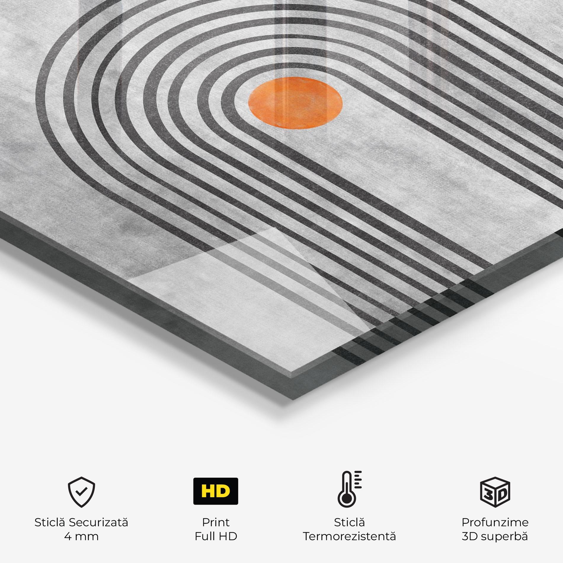 Panou Sticla Bucatarie Abstract Orange Circles mockup 2