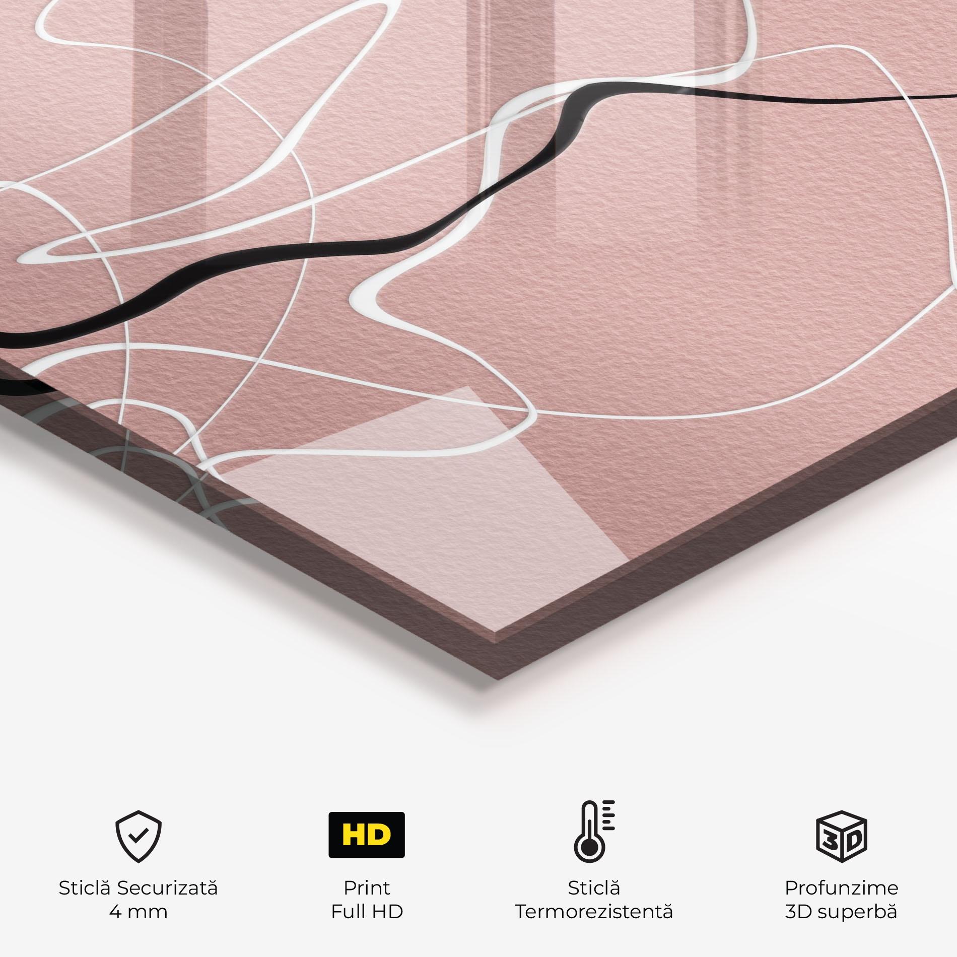 Panou Sticla Bucatarie Abstract Pink Painting mockup 2