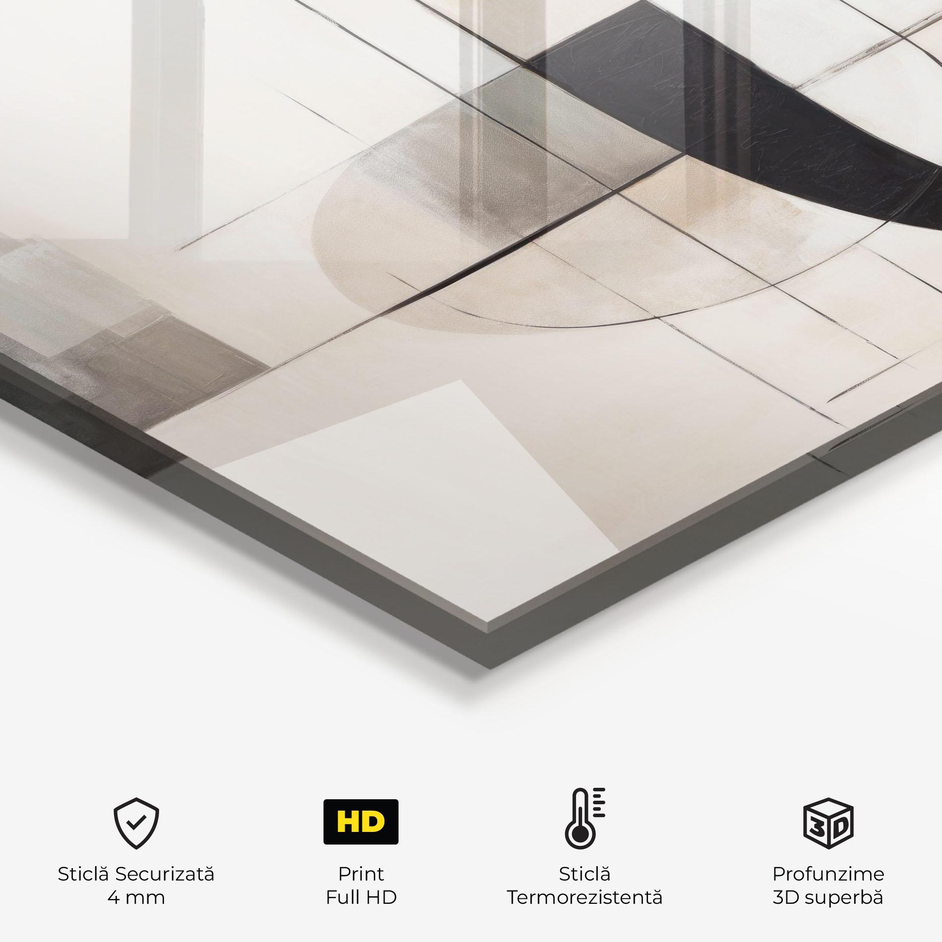 Panou Sticla Bucatarie Black Abstract Lines mockup 2