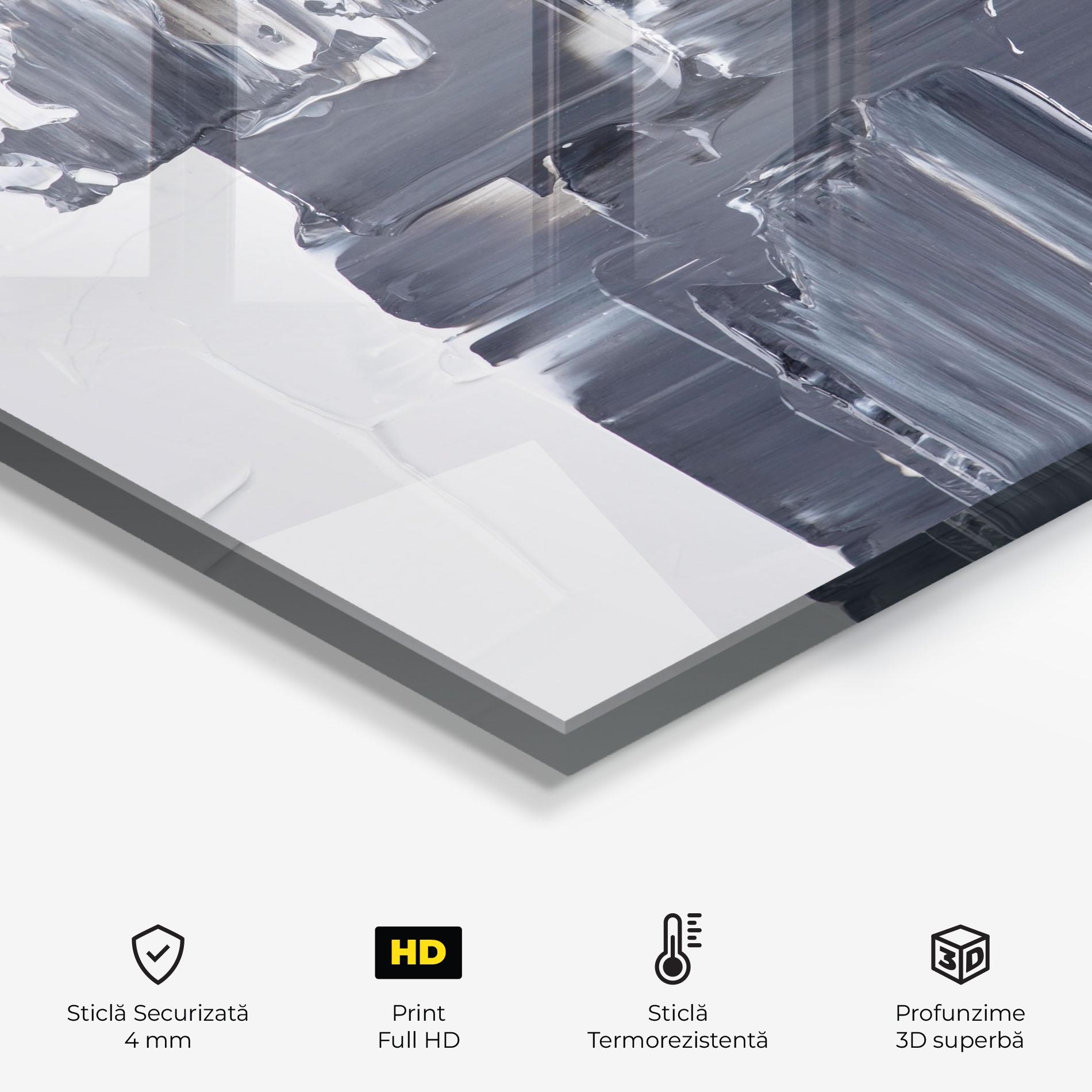 Panou Sticla Bucatarie Black Acrylic Painting mockup 2