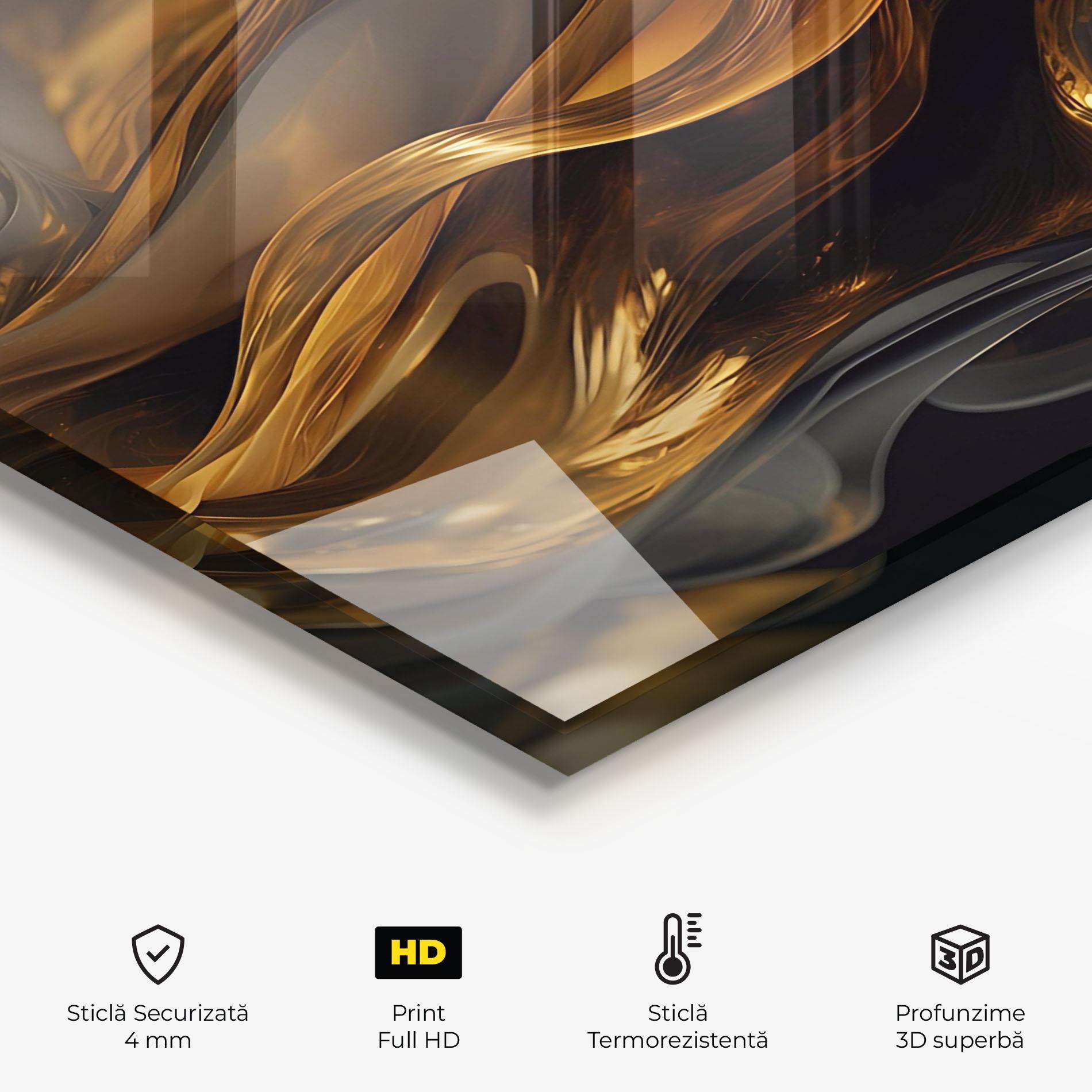 Panou Sticla Bucatarie Gold With Black Wave mockup 2