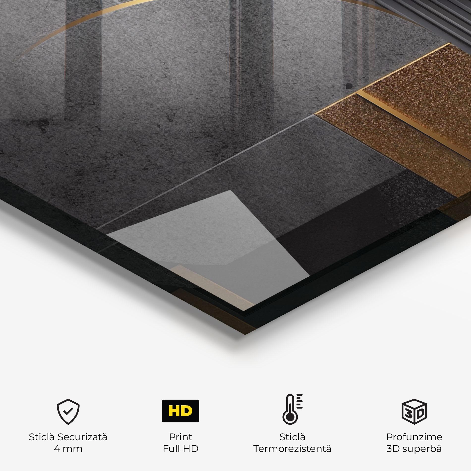 Panou Sticla Bucatarie Gold With Grey Circle mockup 2