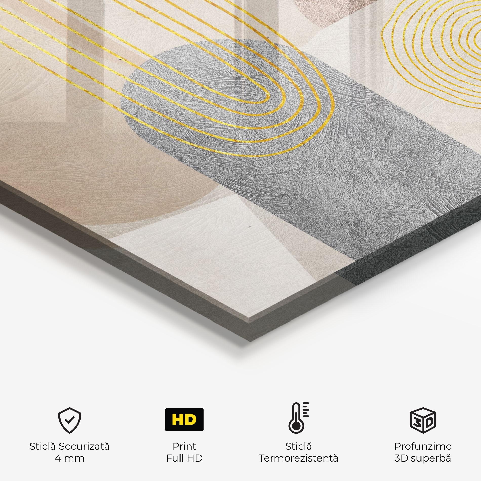 Panou Sticla Bucatarie Gray Orange Painting mockup 2