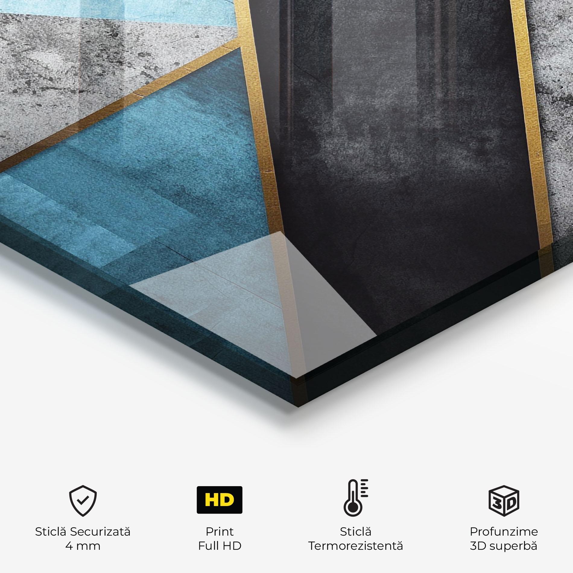 Panou Sticla Bucatarie Grey With Blue Painting mockup 2