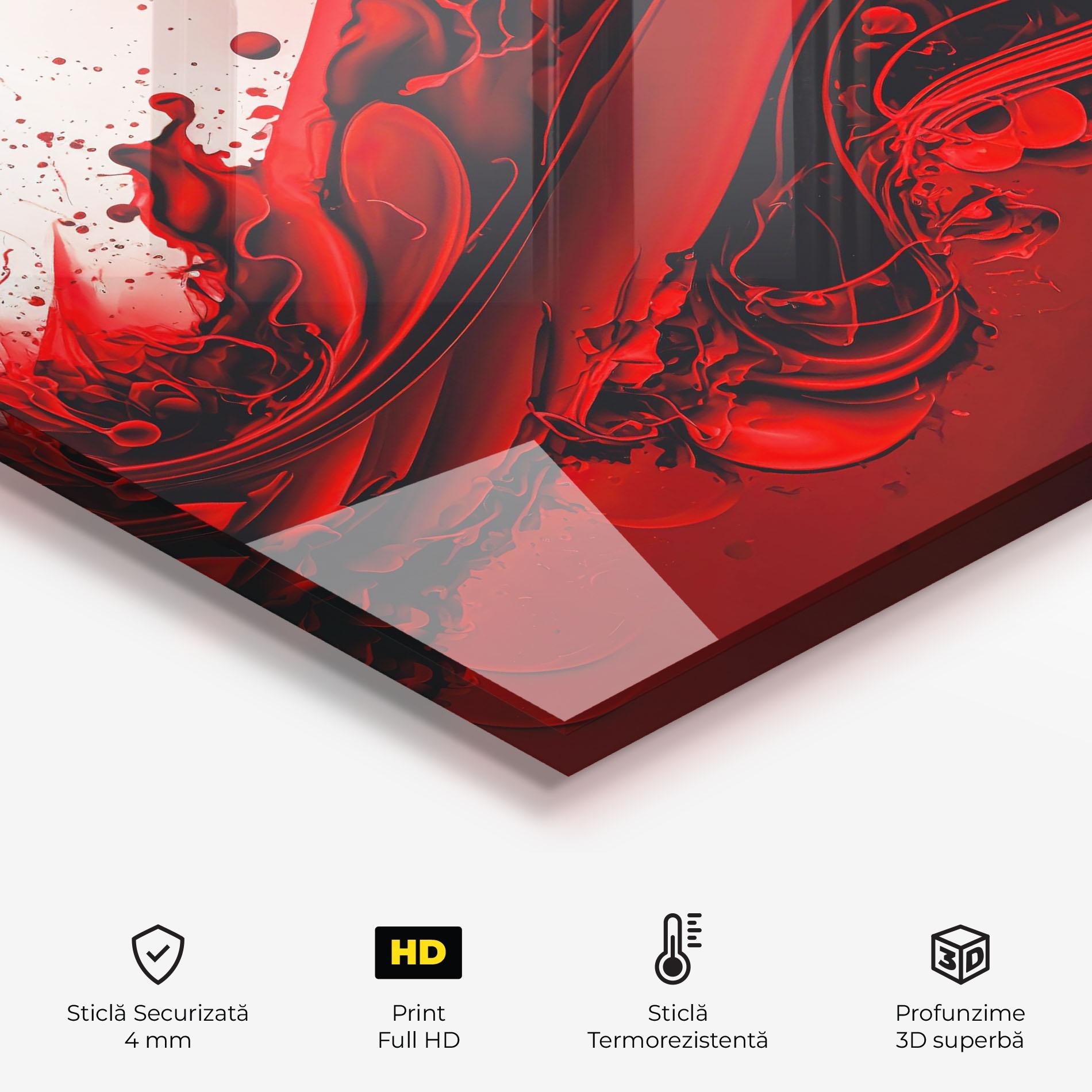 Panou Sticla Bucatarie Smooth Red Color mockup 2