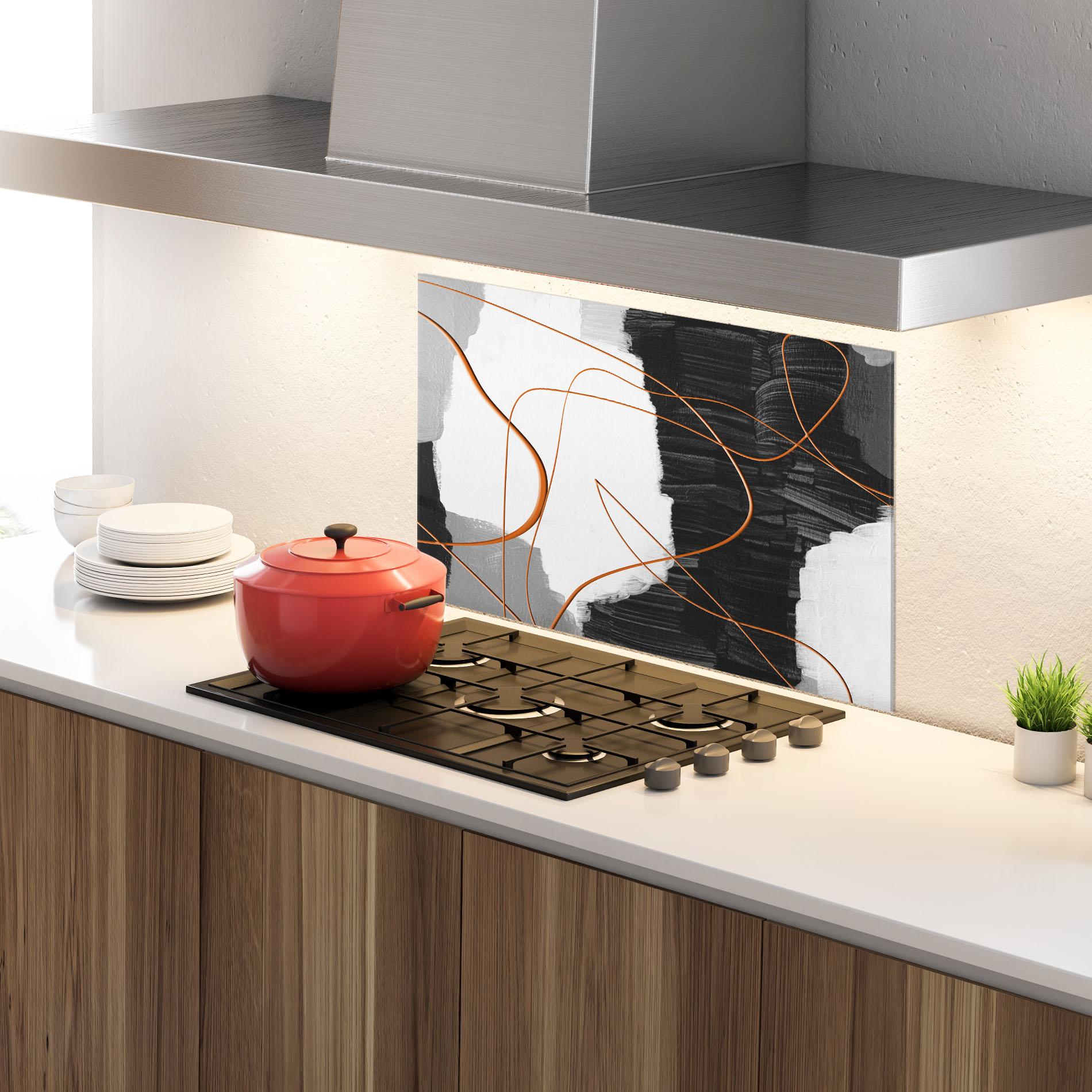 Panou Sticla Bucatarie Abstract Ink Painting mockup 4