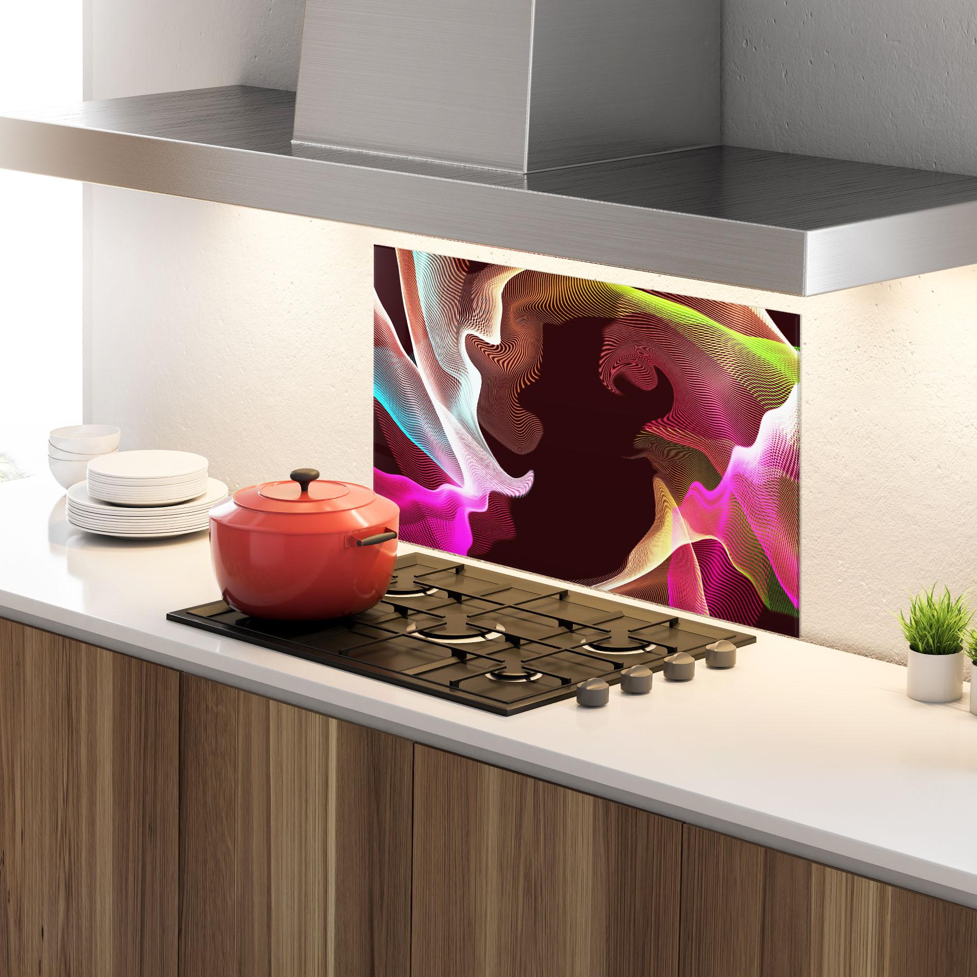 Panou Sticla Bucatarie Abstract Wave Effect mockup 4