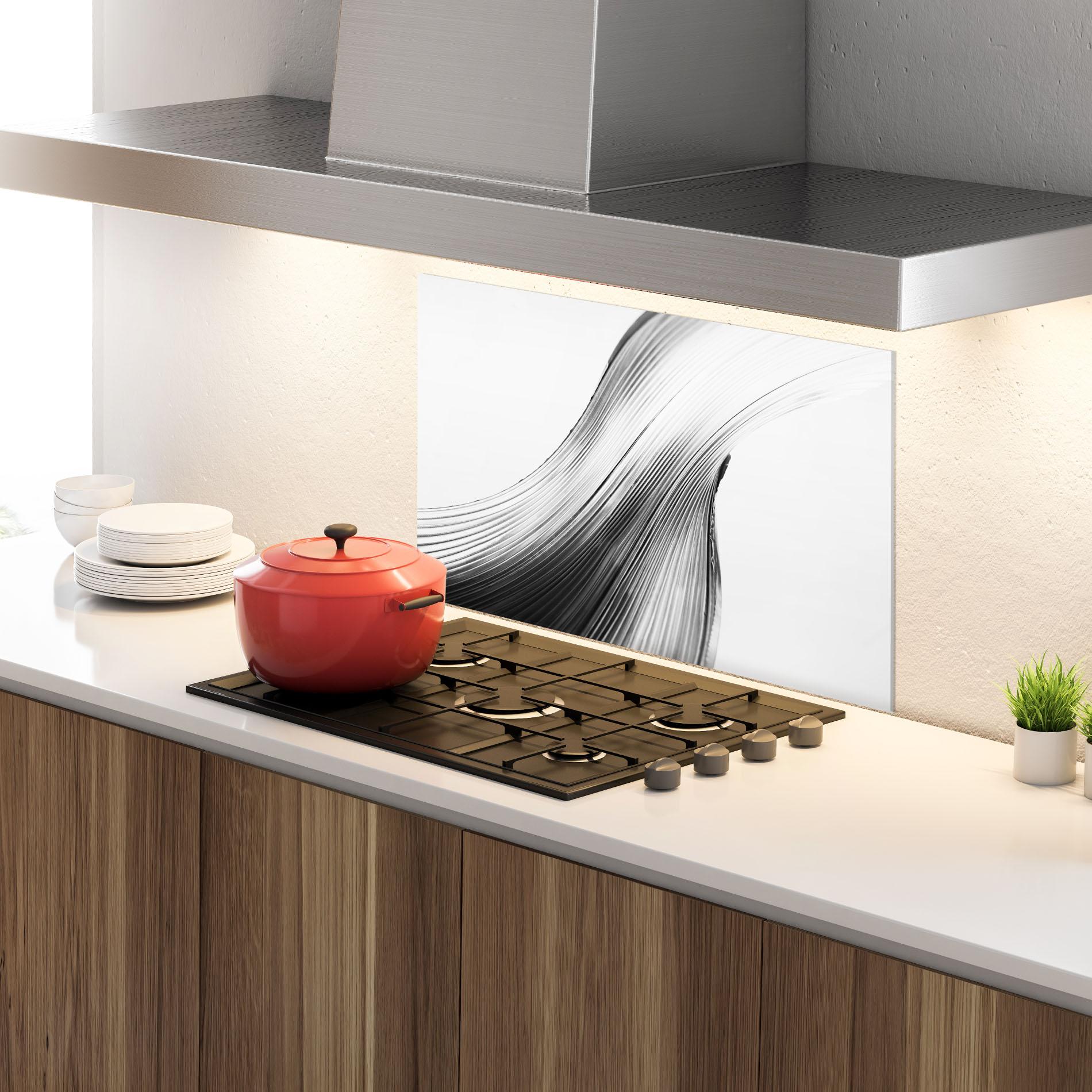 Panou Sticla Bucatarie Monochrome Wave mockup 4